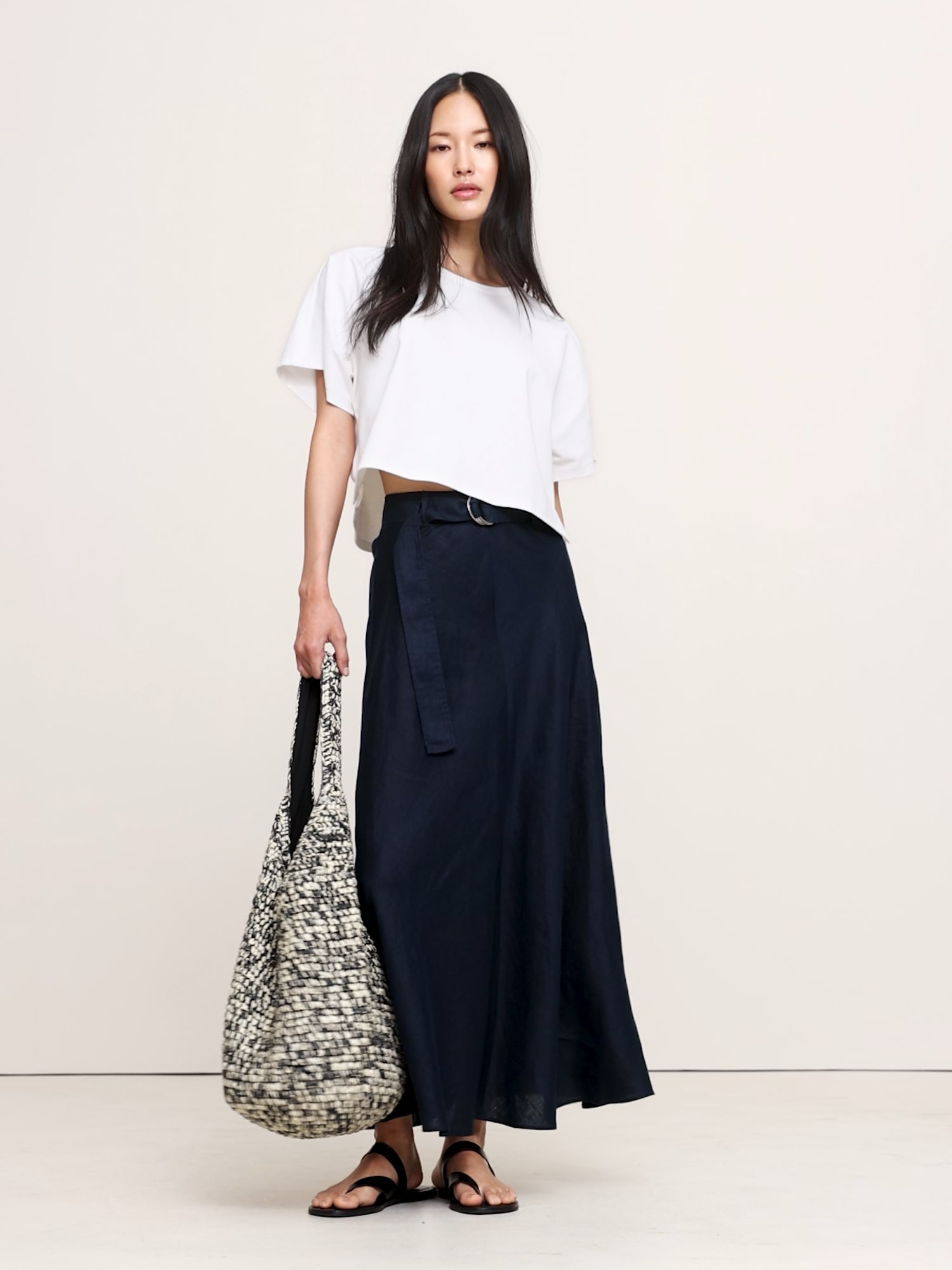 Image number 2 showing, Belted Linen Maxi Skirt