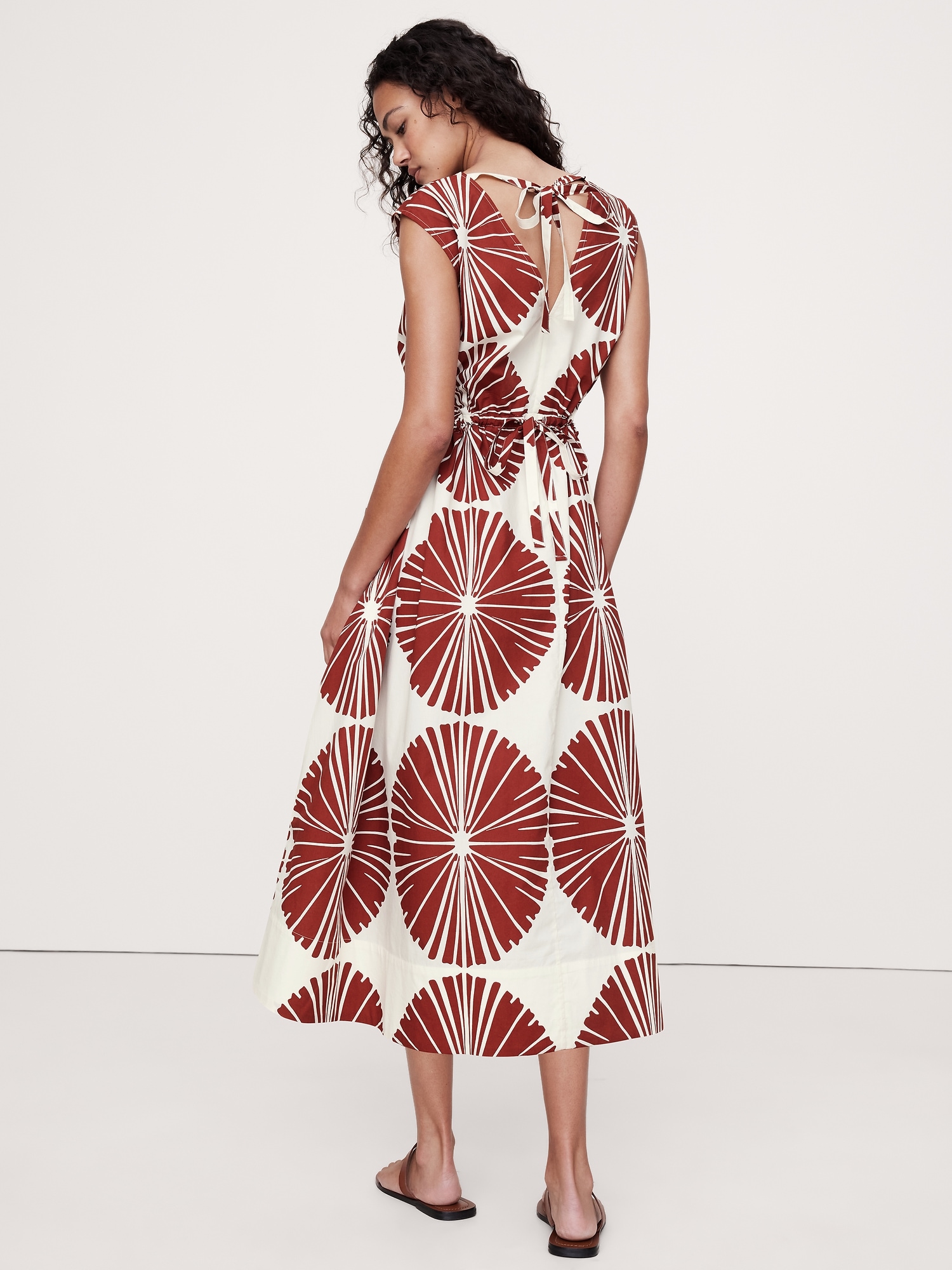 Cotton Poplin Side Cut-Out Midi Dress