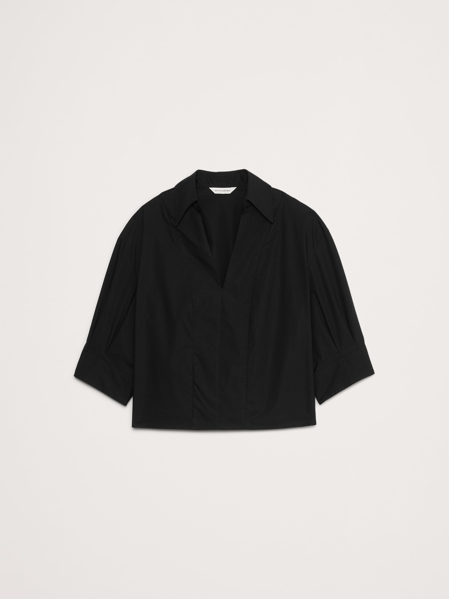 Balloon-Sleeve Cotton Poplin Popover Top