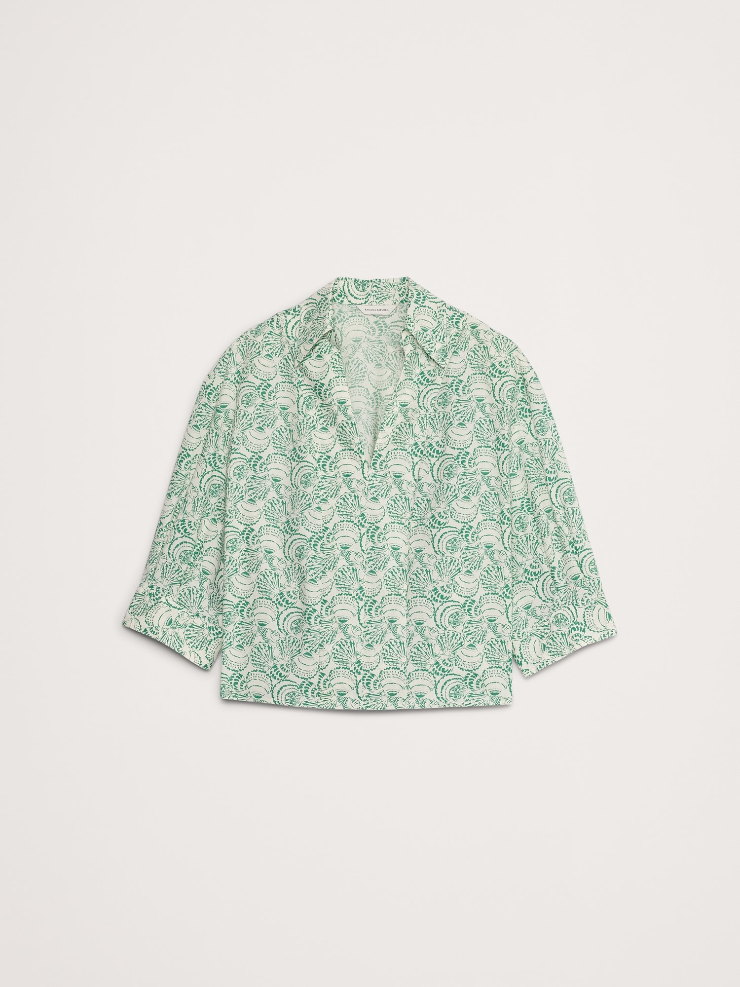 Balloon-Sleeve Cotton Poplin Popover Top
