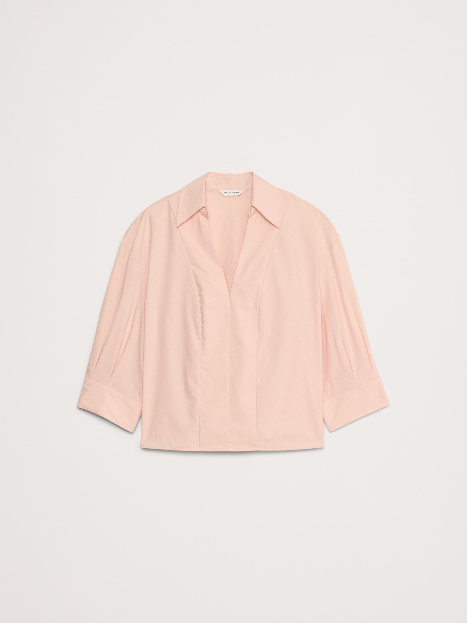 Balloon-Sleeve Cotton Poplin Popover Top