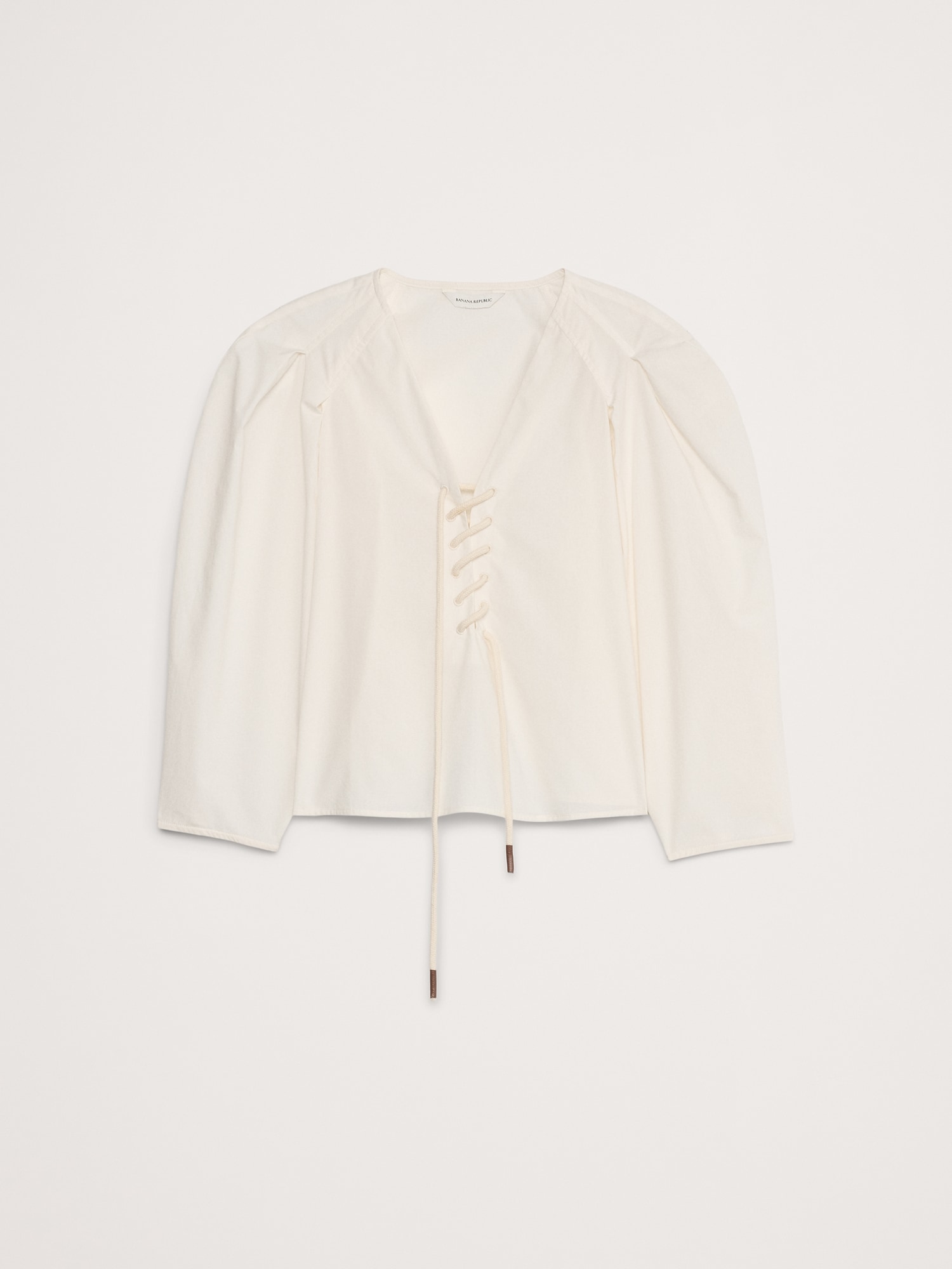 Cotton Poplin Lace-Up Cropped Shirt
