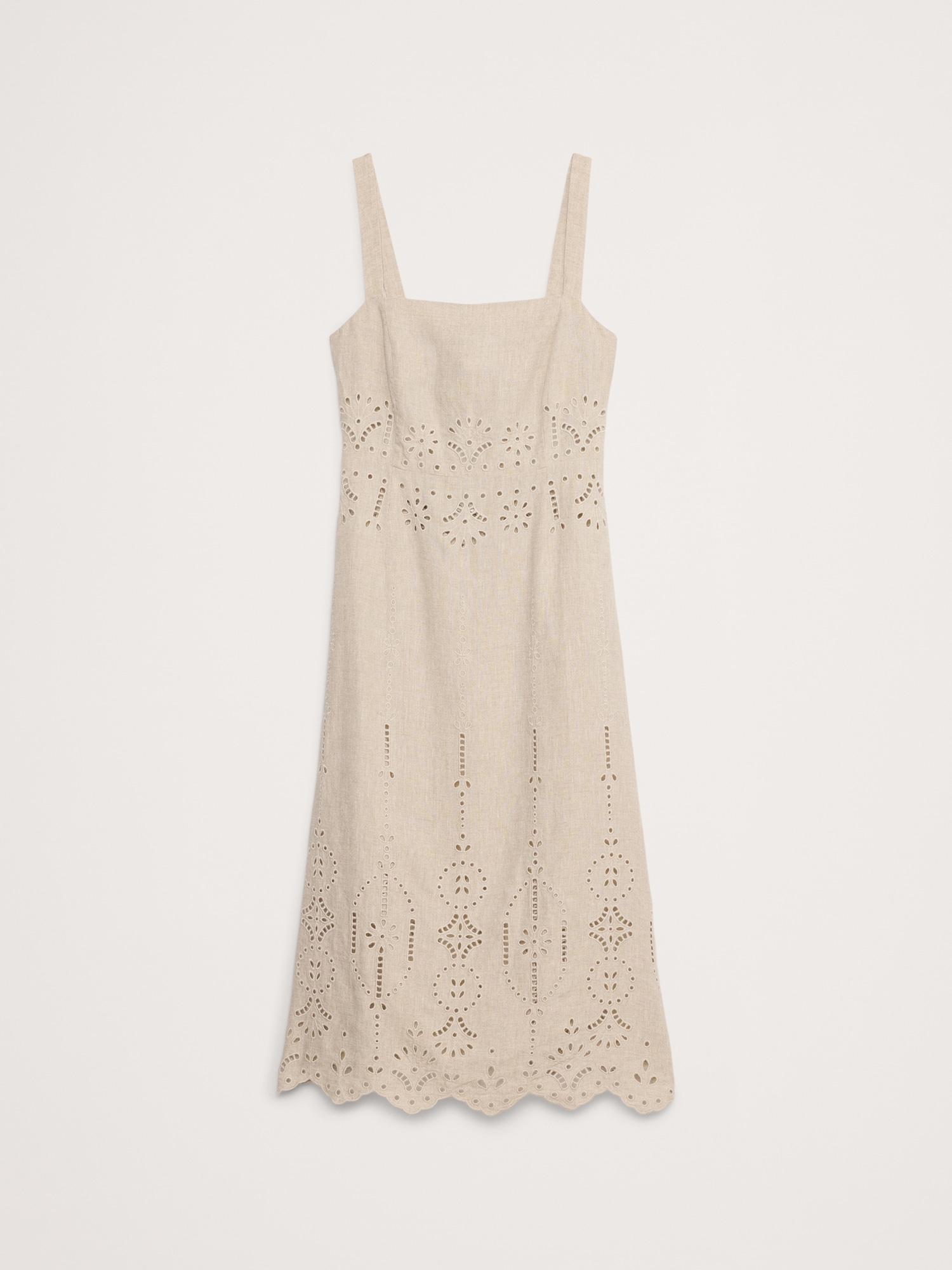 Eyelet Linen Midi Dress