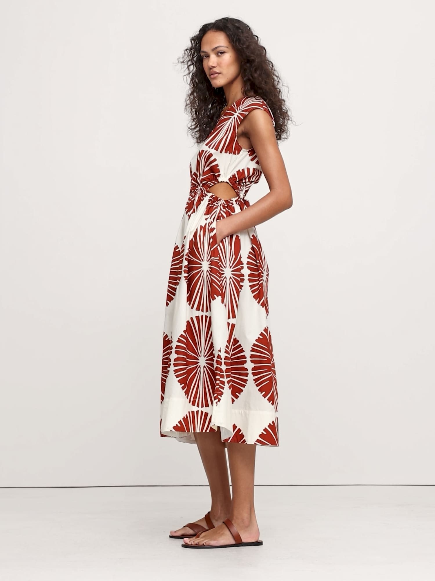 Image number 2 showing, Cotton Poplin Side Cut-Out Midi Dress