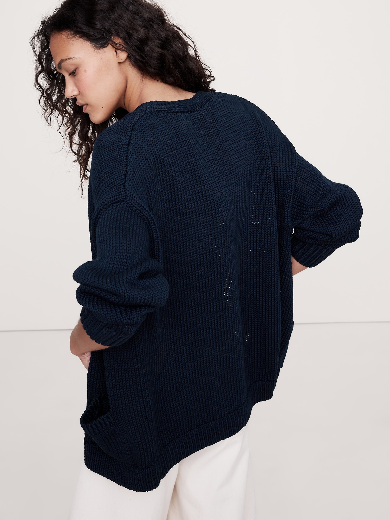 Oversized Cotton Long Cardigan