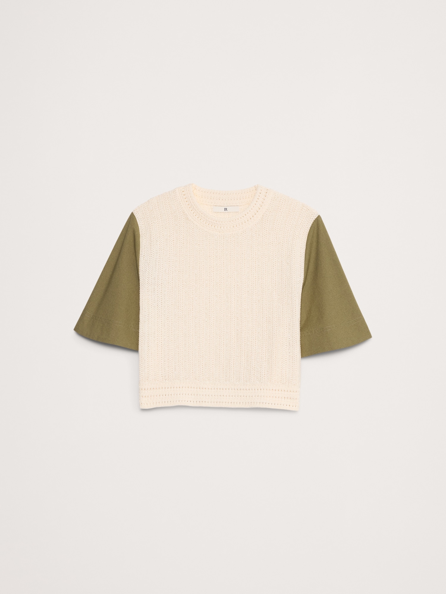 Cotton Mixed-Media Crop Top