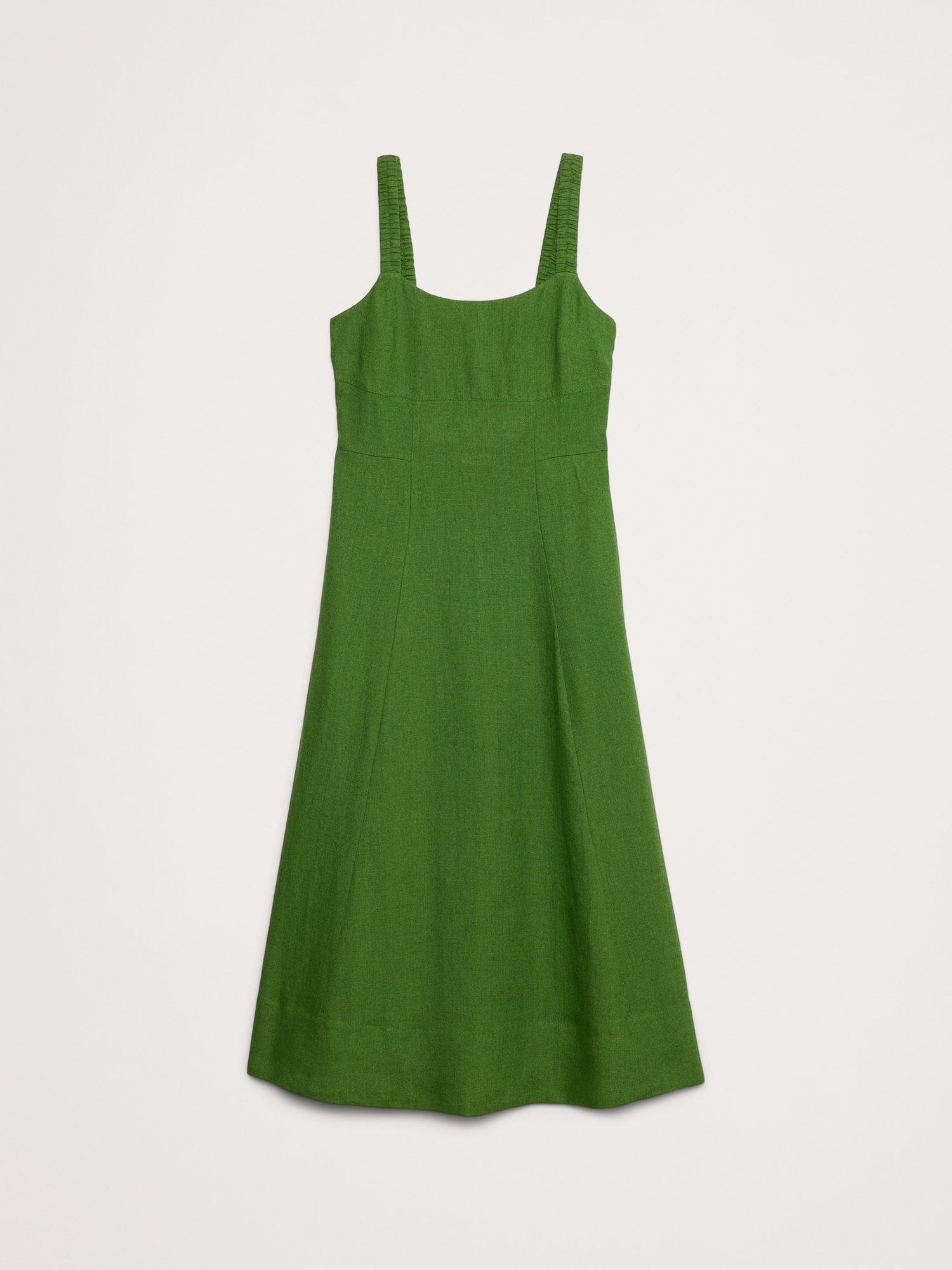 Linen Square-Neck Midi Dress