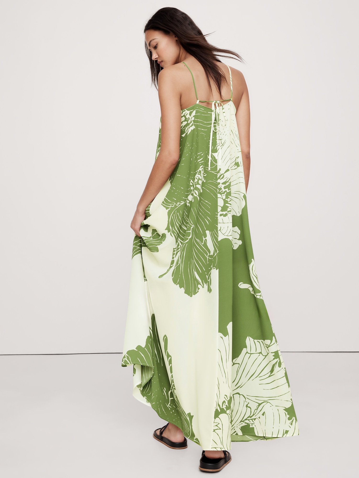 Matte Silk Cross-Front Maxi Dress