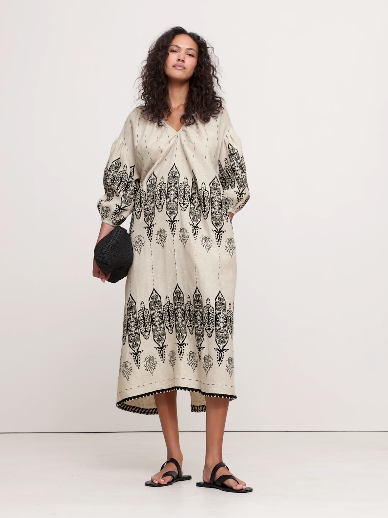 Image number 2 showing, Linen V-Neck Maxi Dress