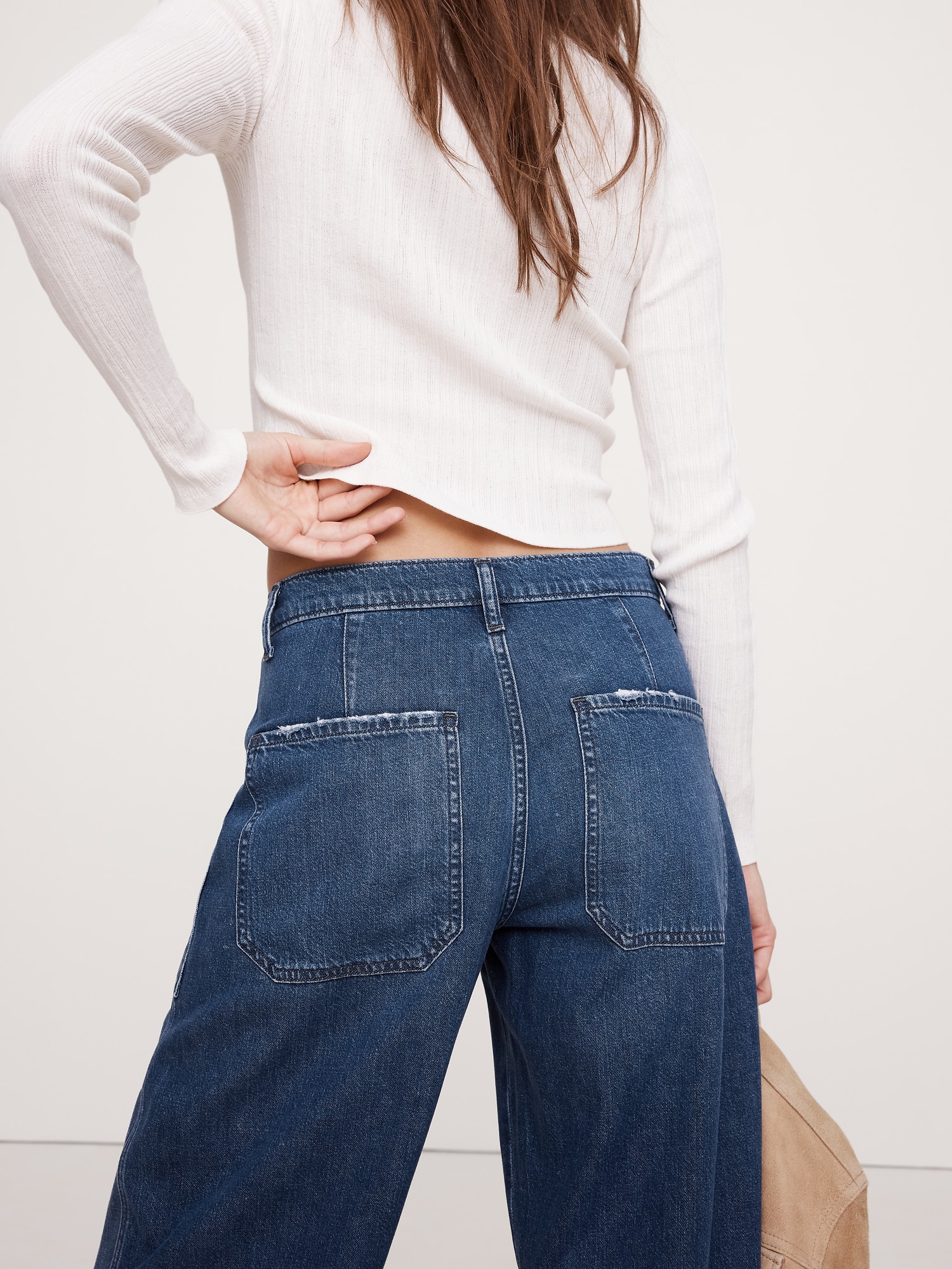 Mid-Rise Relaxed Utility Barrel Jean