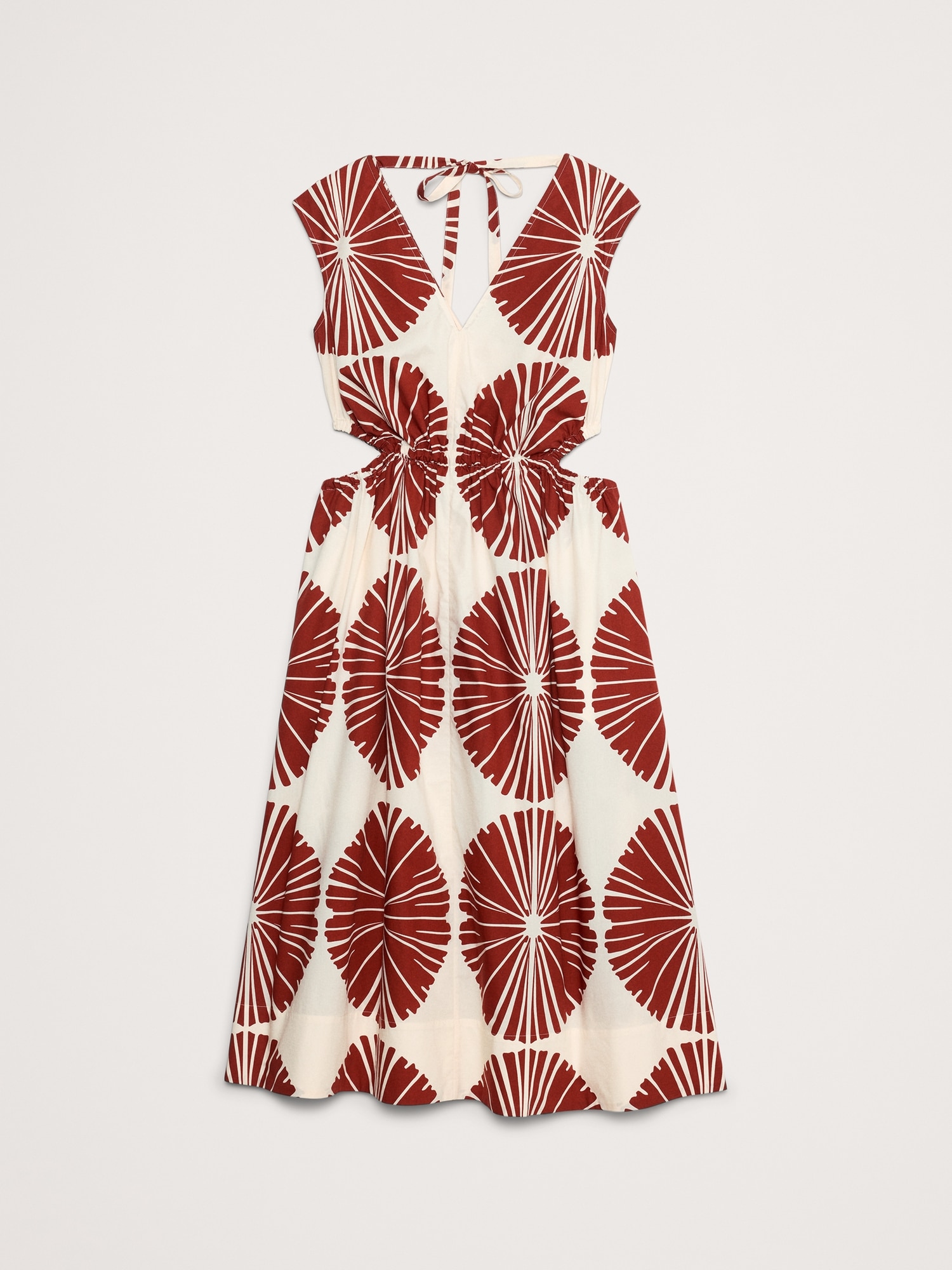Cotton Poplin Side Cut-Out Midi Dress