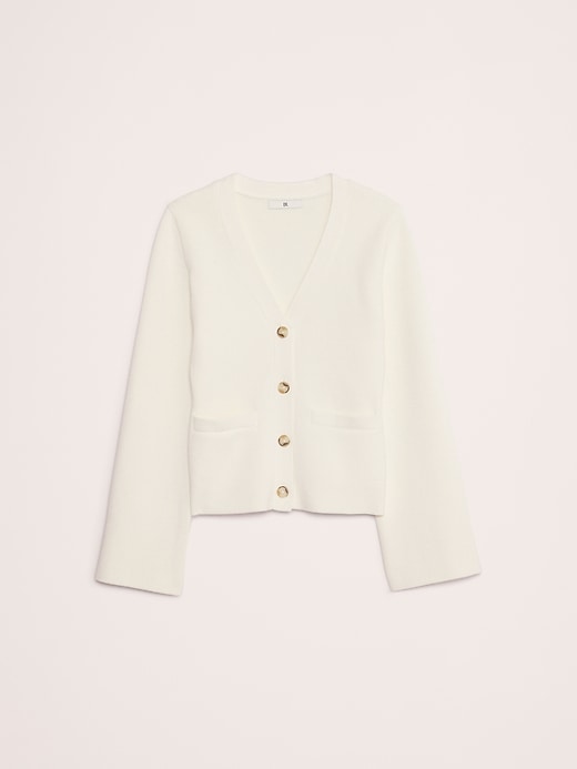 Larkspur Cotton-Silk Flare-Sleeve Cardigan | Banana Republic