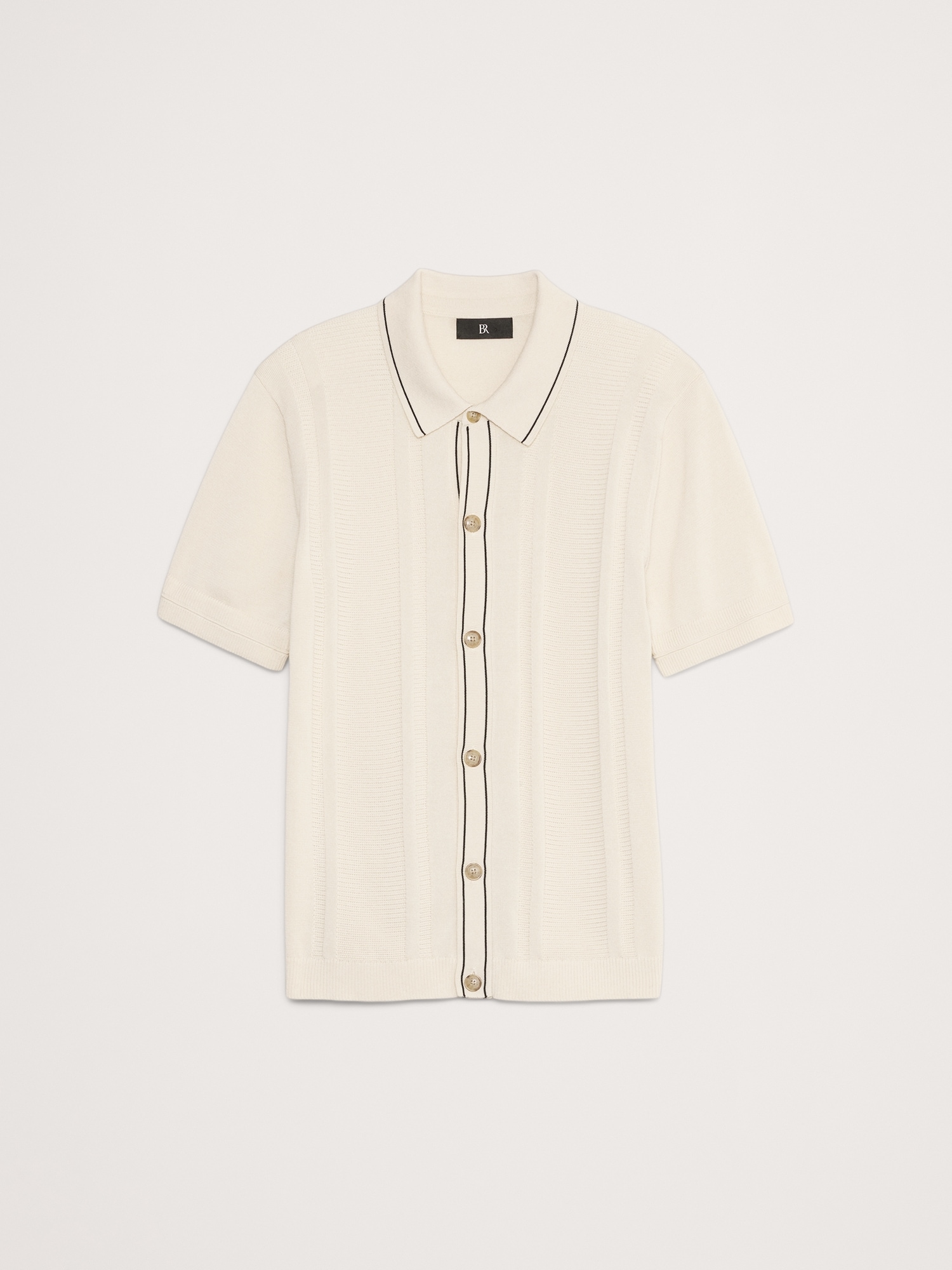 Ribbed-Stripe Cotton Resort Shirt