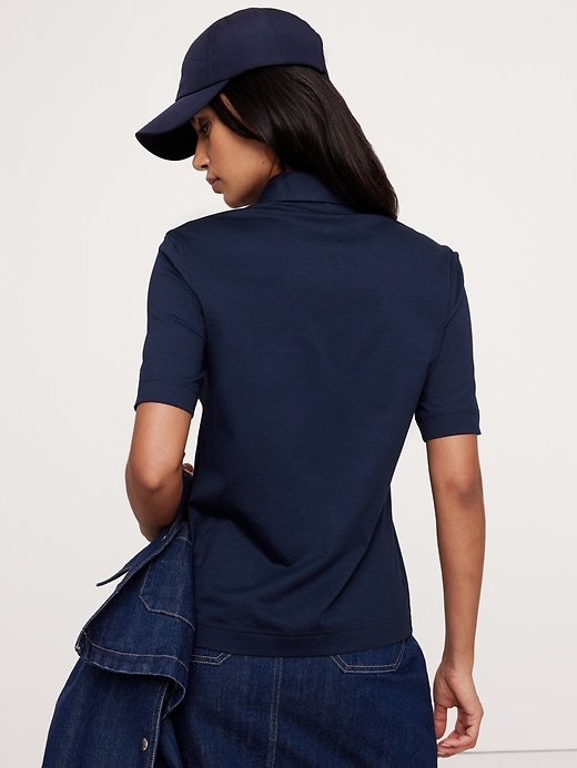 Silky Cotton Short-Sleeve Button-Down Top | Banana Republic