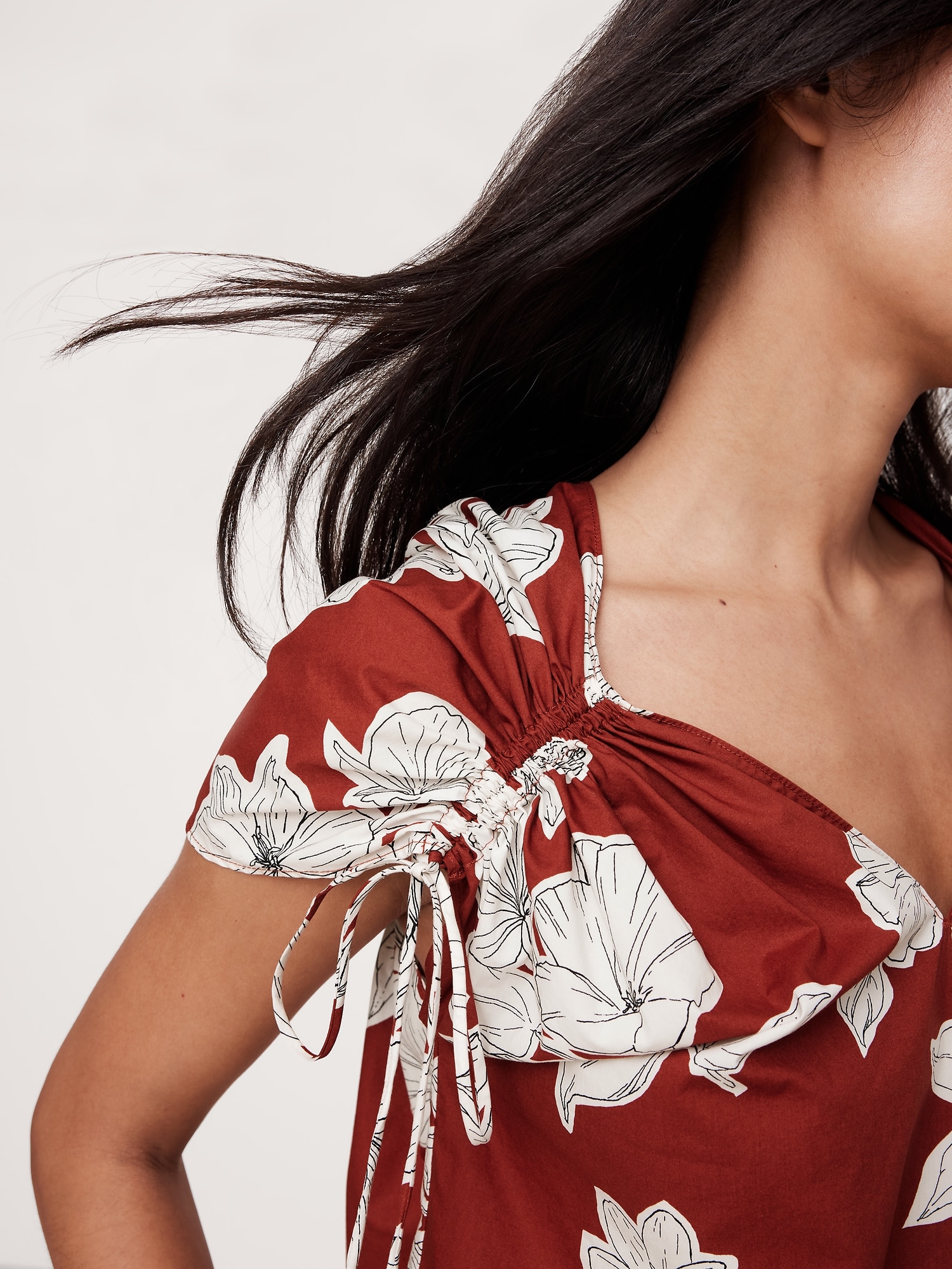 Oversized Cotton Poplin Drawstring Top
