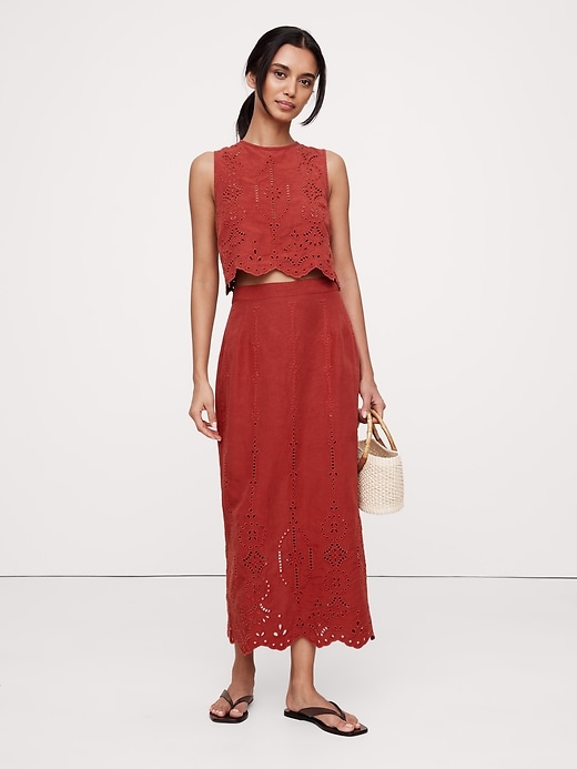 Tencel™-Linen Eyelet Maxi Skirt Banana Republic