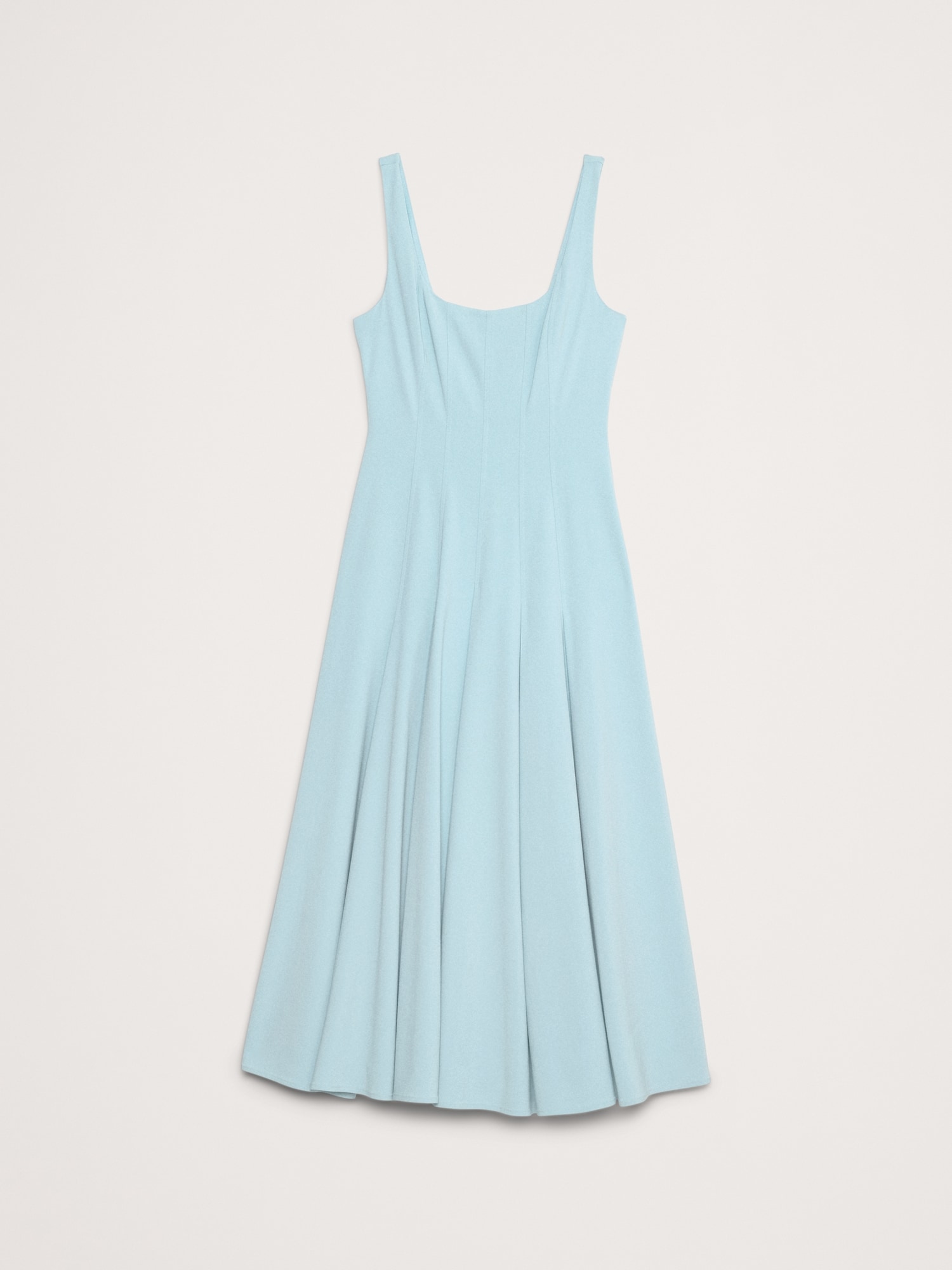 Stretch-Sateen Square-Neck Long Midi Dress