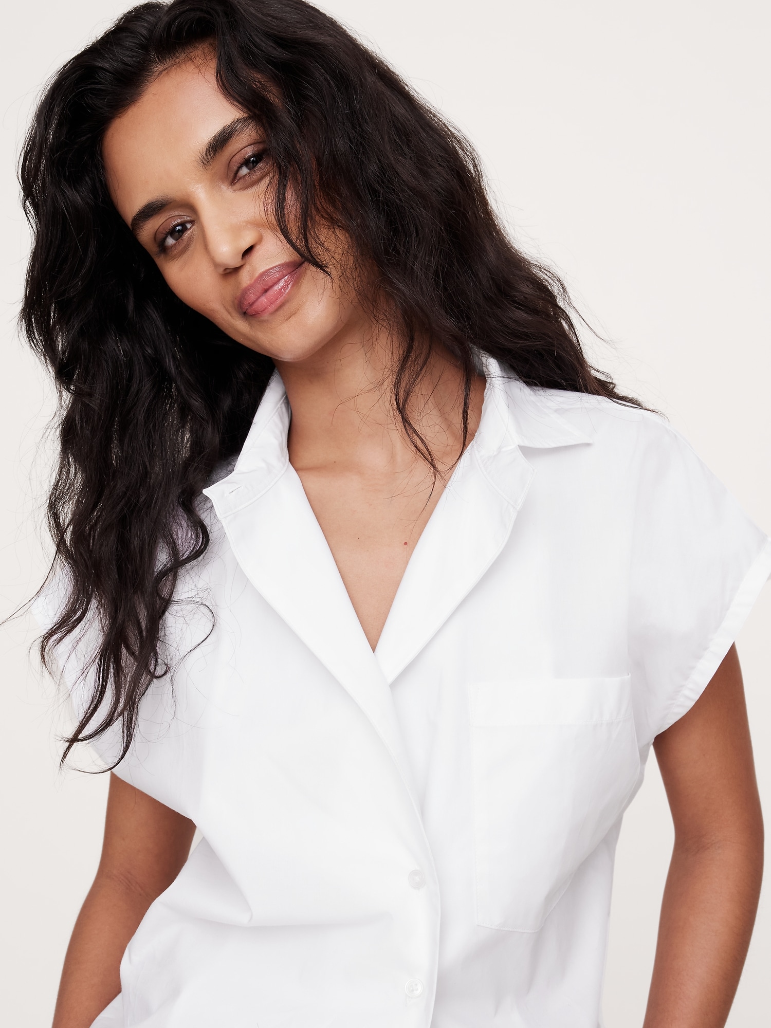 Oversized Cotton Poplin Asymmetrical Tunic
