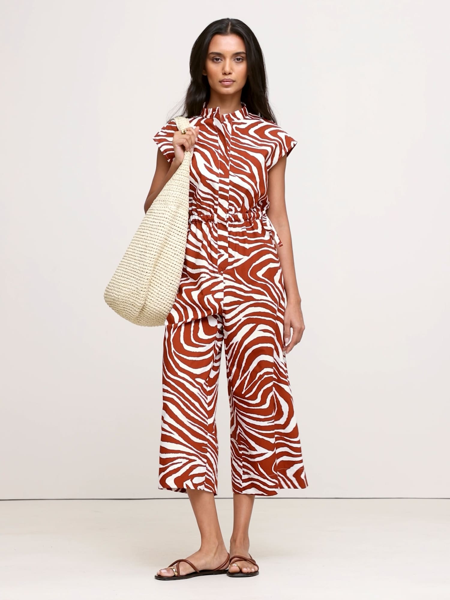 Image number 2 showing, Cotton Poplin Wide-Leg Cropped Jumpsuit