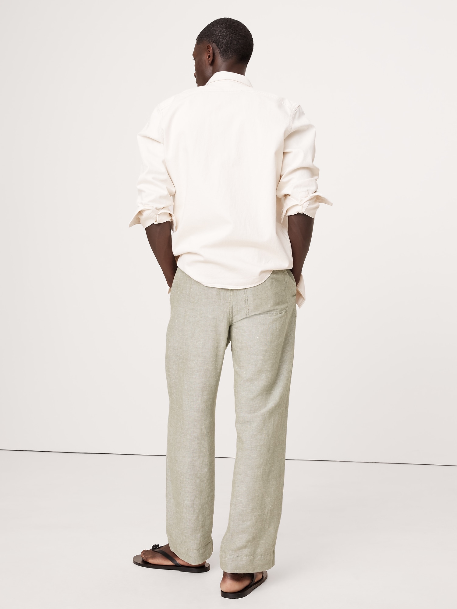 Relaxed Linen-Cotton Pull-On Beach Pant