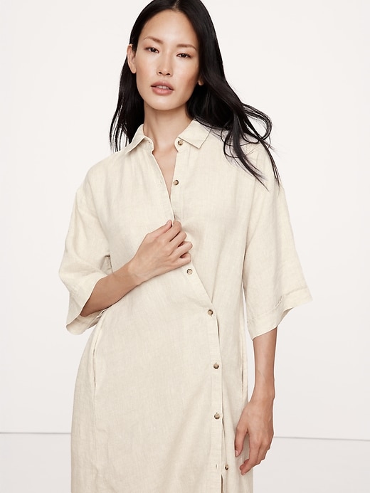 Linen Asymmetrical Shirt Dress | Banana Republic