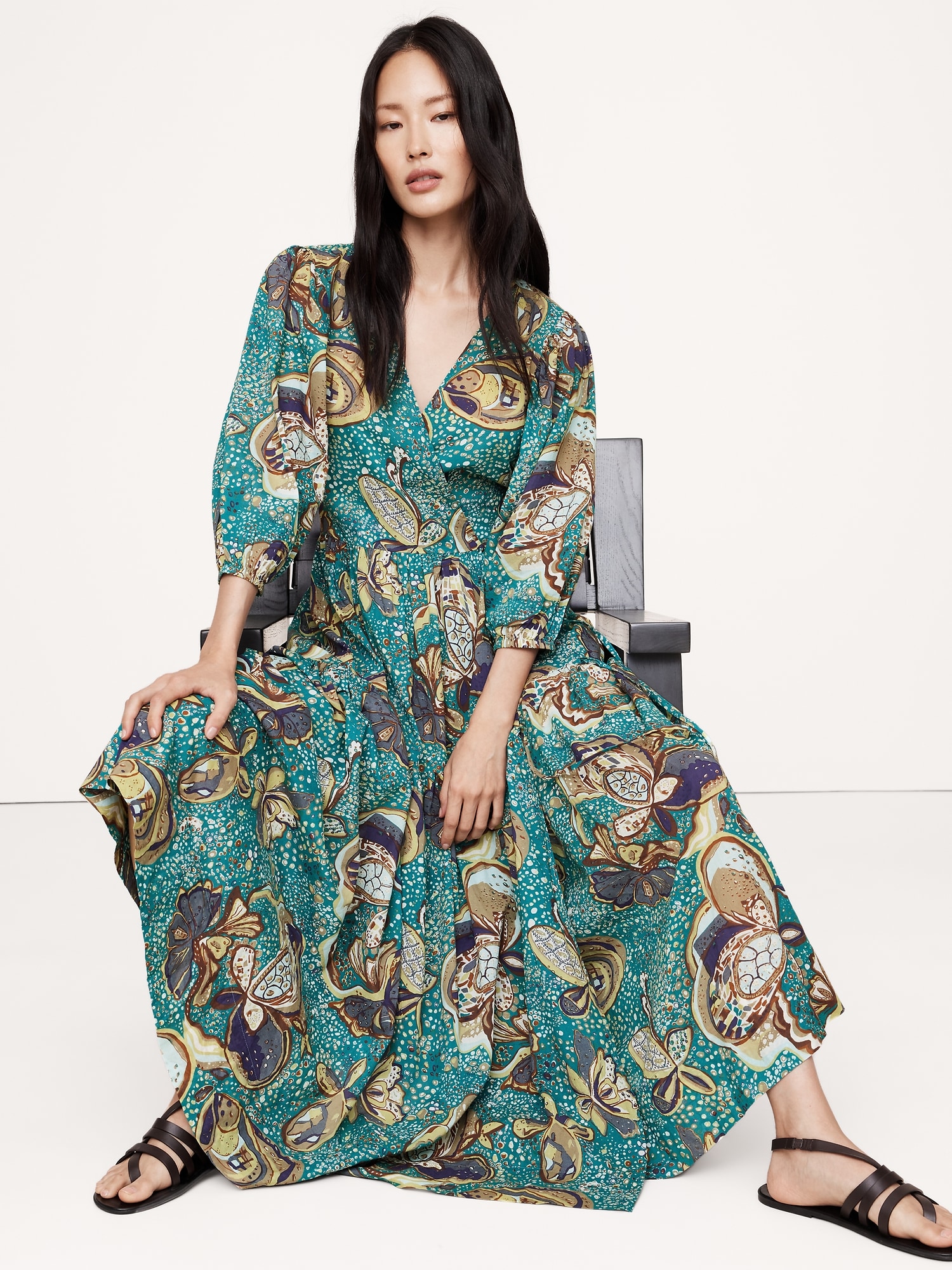Cotton Wrap Maxi Dress