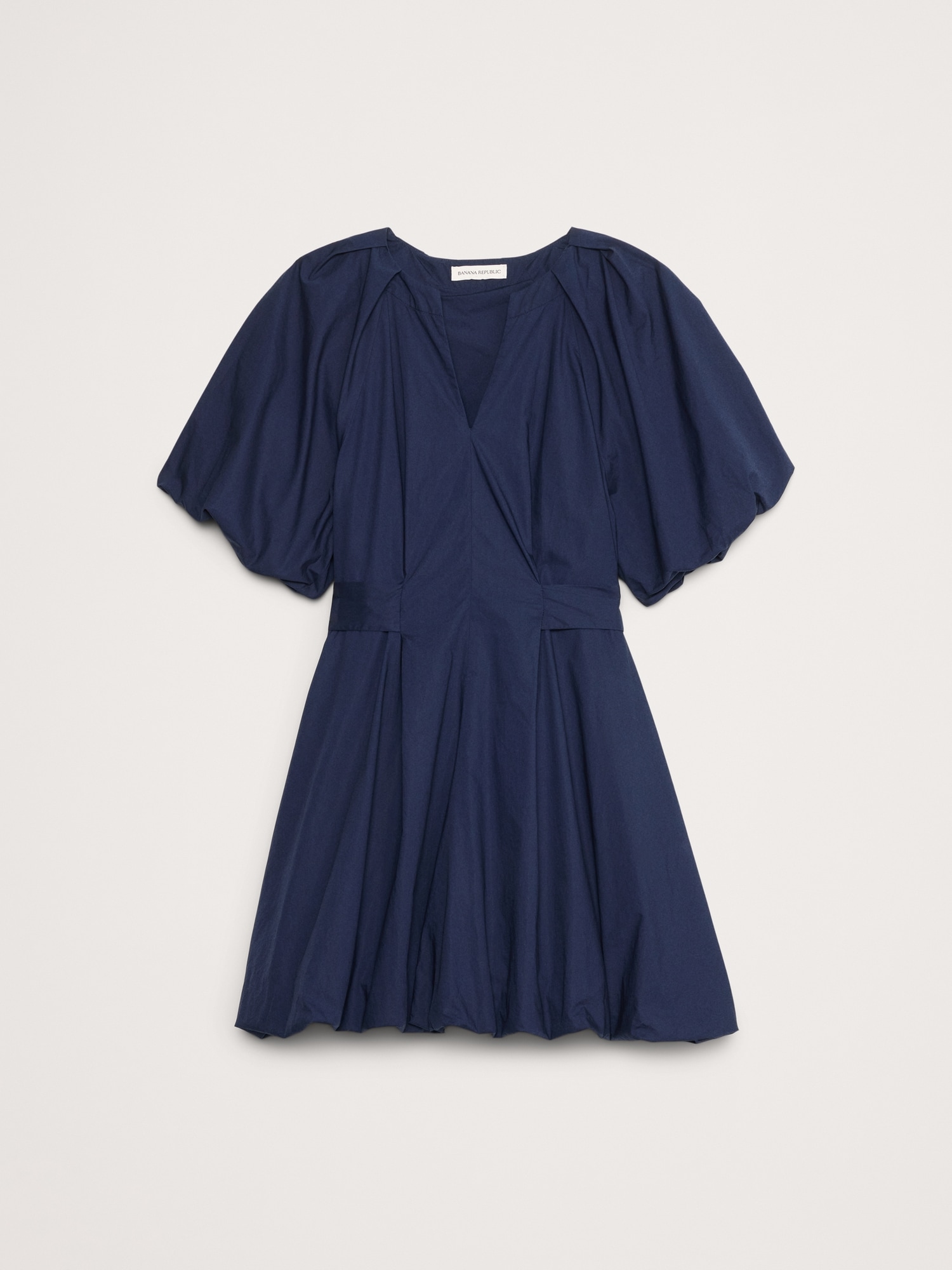 Cotton Poplin Bubble-Hem Mini Dress