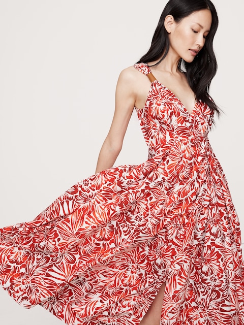 ROBE LONGUE PORTEFEUILLE EN POPELINE DE COTON