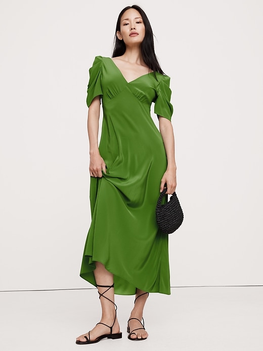 banana republic formal dresses Black Lace Cocktail Dress with Satin Skirt  SilkRoll Banana Republic Material Bias Ruffle Maxi Dress |