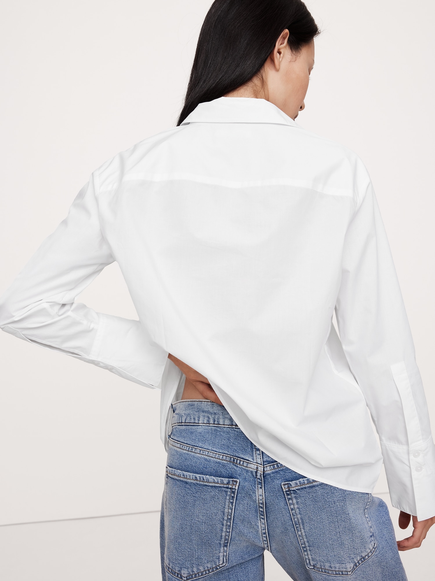 Oversized Cotton Poplin Asymmetrical Tunic