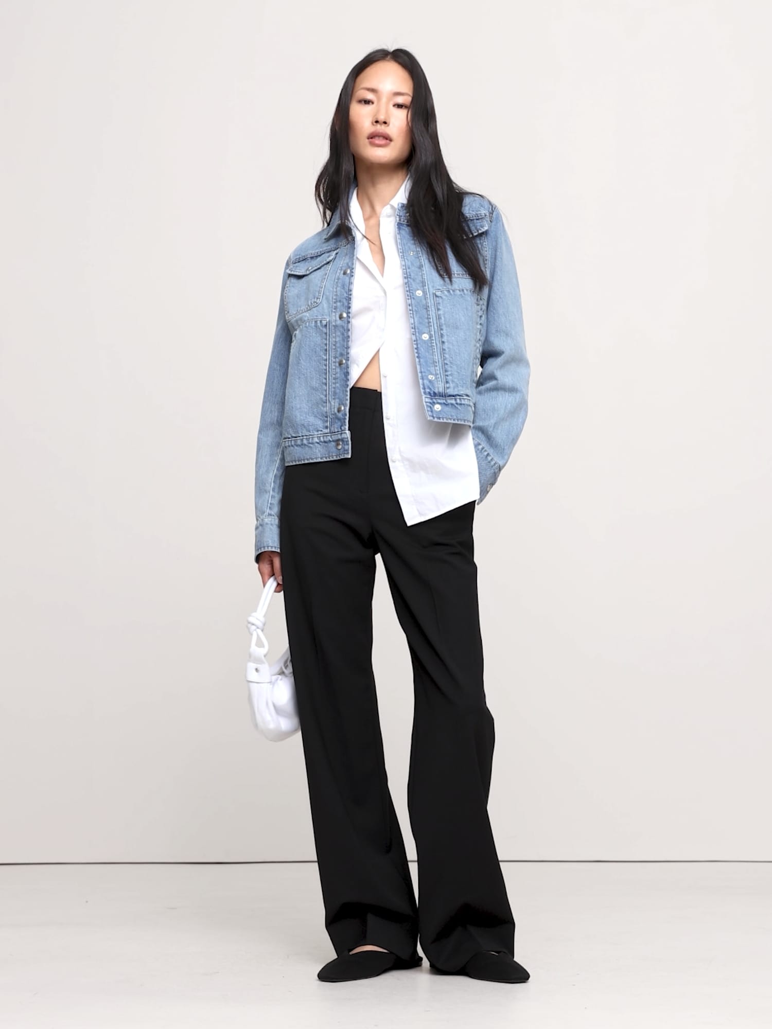 Image number 2 showing, High-Rise Modern Straight Italian Wool Pant
