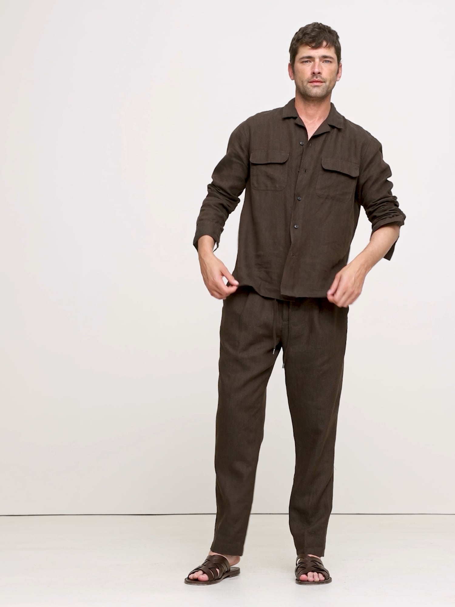 Image number 2 showing, Straight Linen Pull-On Pant