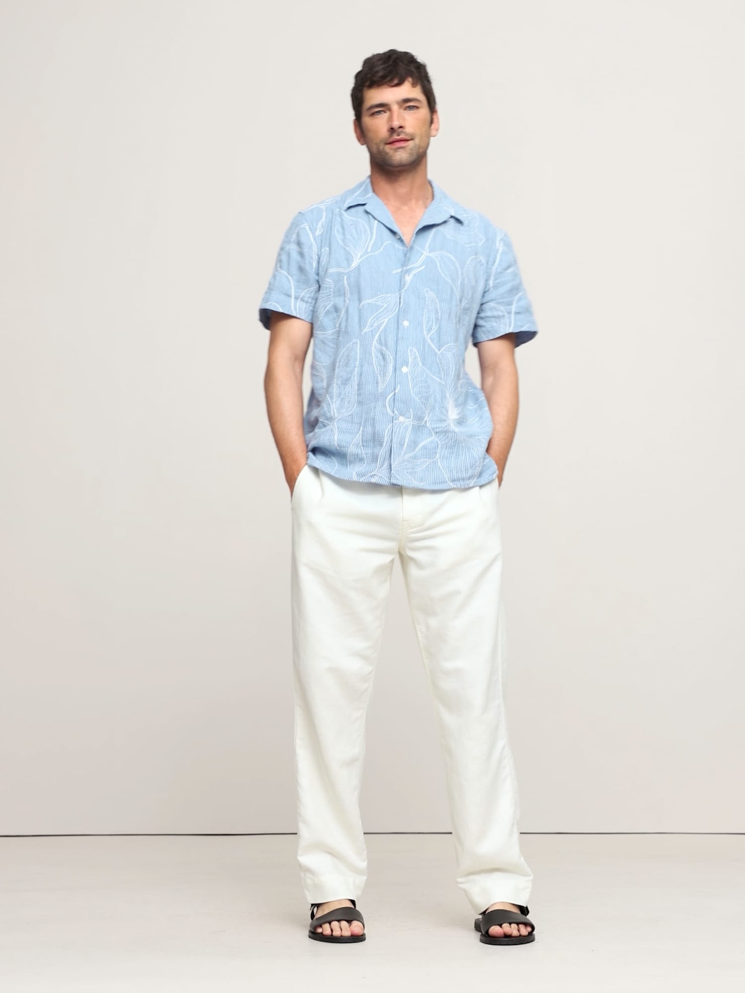 Image number 2 showing, Standard-Fit Embroidered Linen-Cotton Resort Shirt