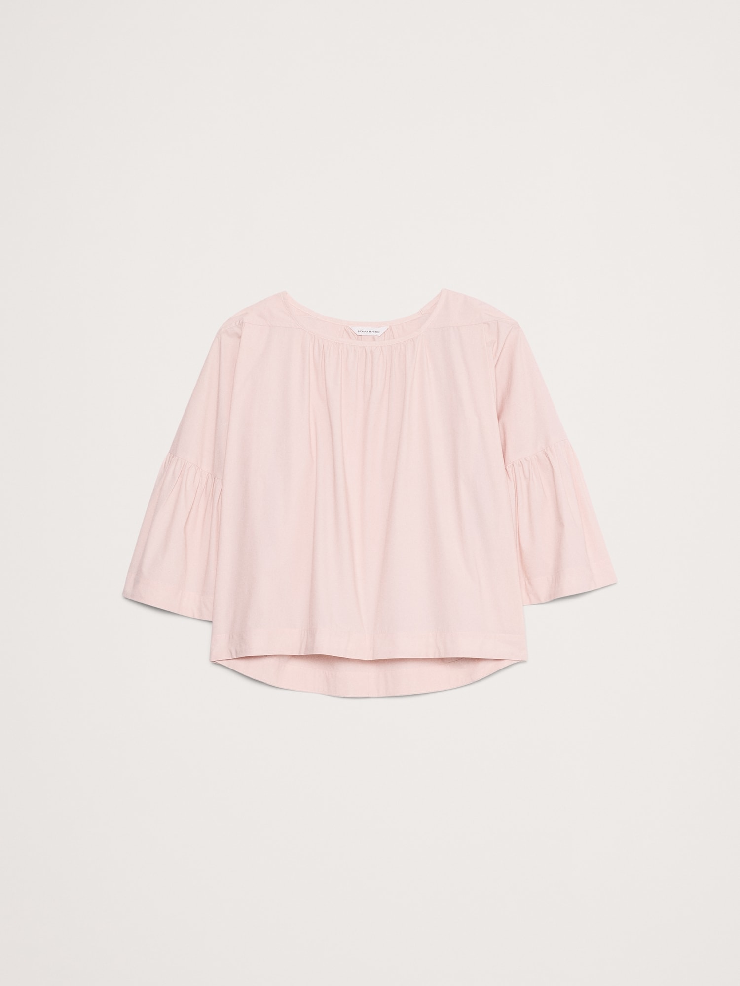 Oversized Cotton Poplin Shirred Top