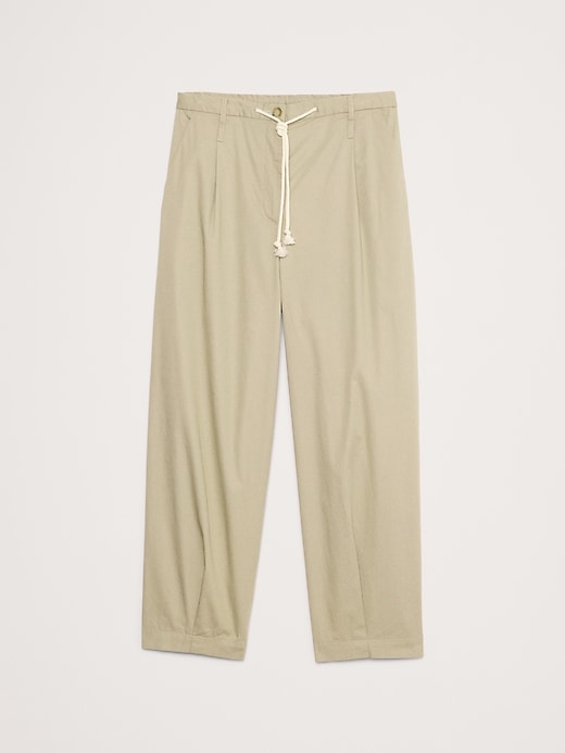 High-Rise Pleated Cotton Poplin Cropped Pant | Banana Republic