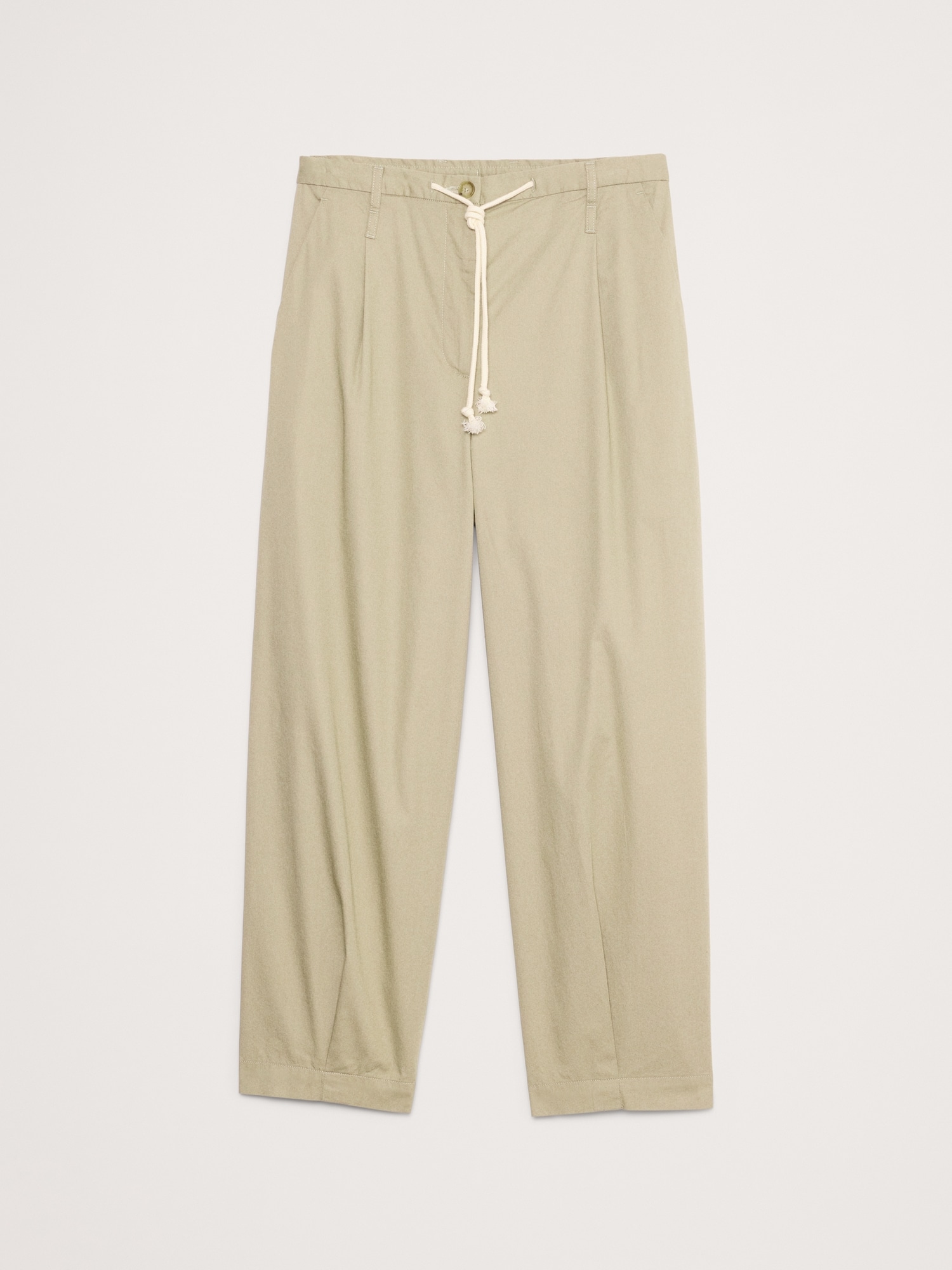 High-Rise Pleated Cotton Poplin Cropped Pant