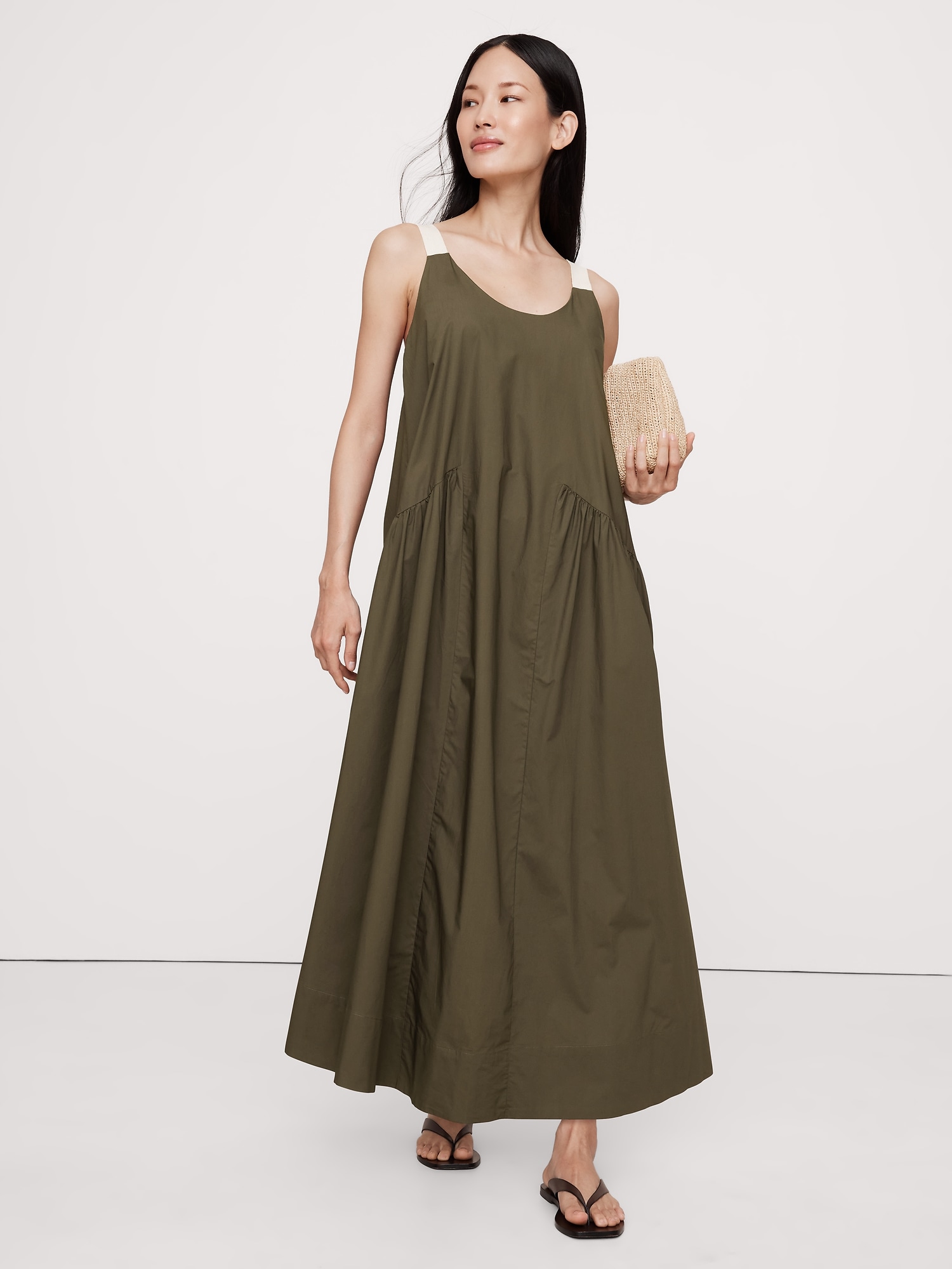 Cotton Poplin Swing Maxi Dress