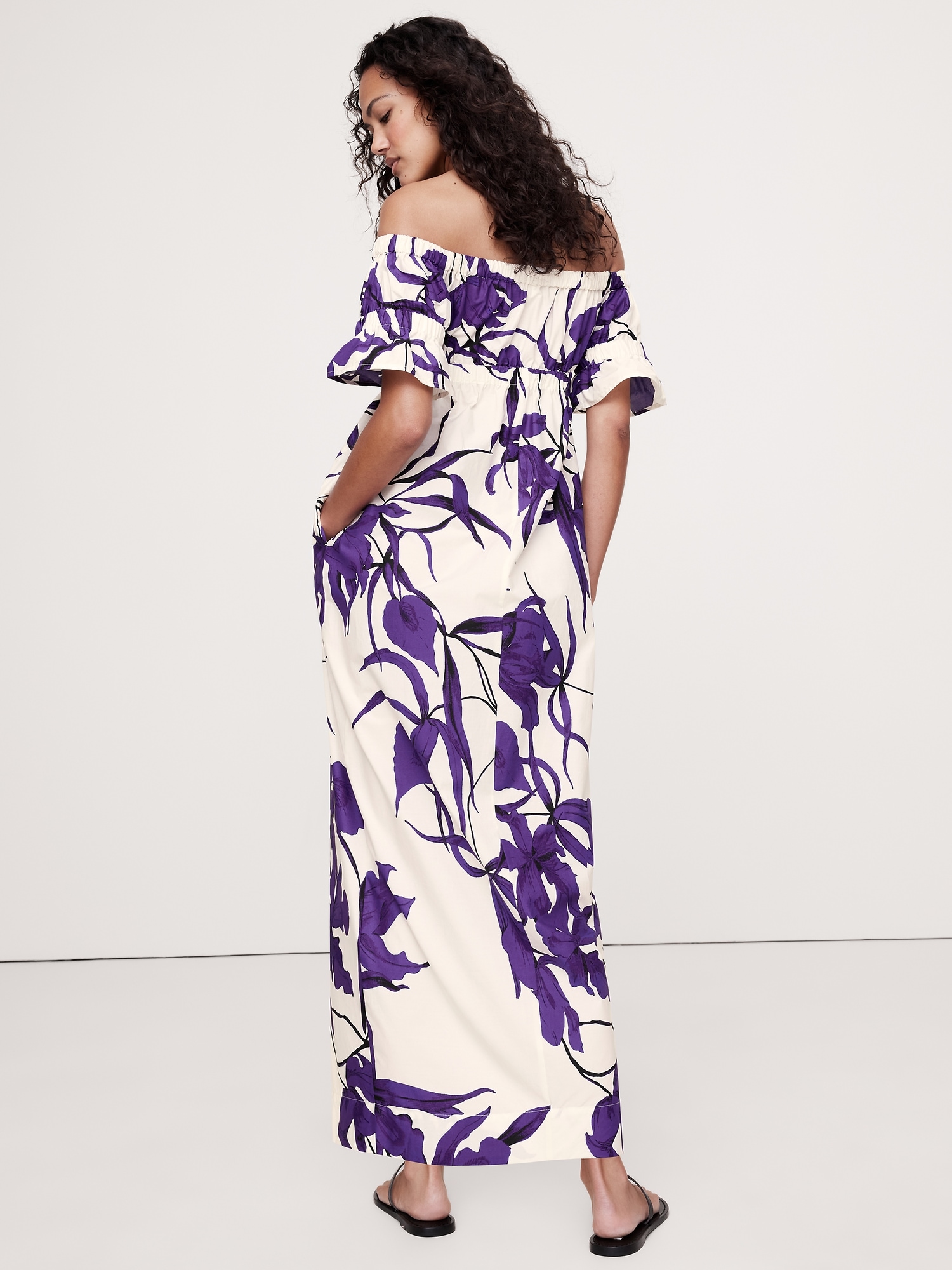 Cotton Poplin Off-The-Shoulder Maxi Dress