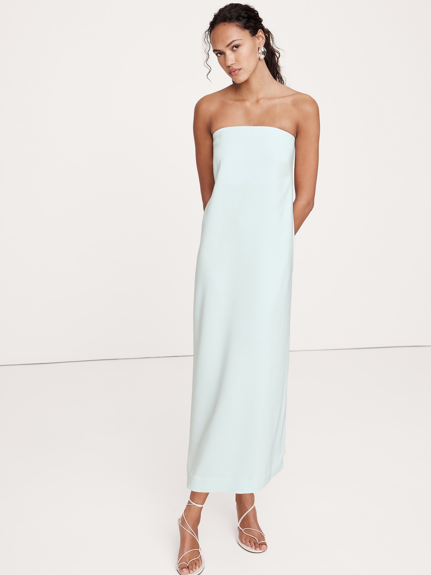 Image number 1 showing, Stretch-Crepe Strapless Long Midi Dress