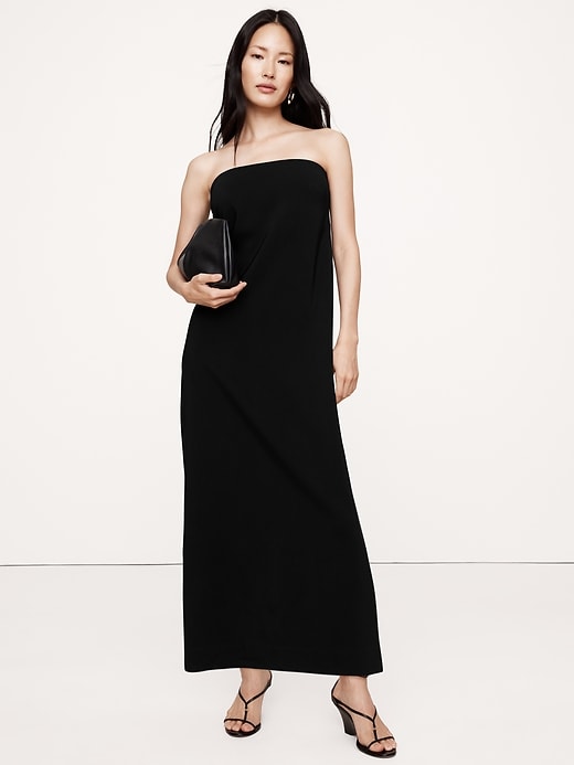 banana republic black strapless dress Stretch-Crepe Maxi Mermaid gown Category:A Black KC collection:dresses-sweaters High Street Female Suspender on design