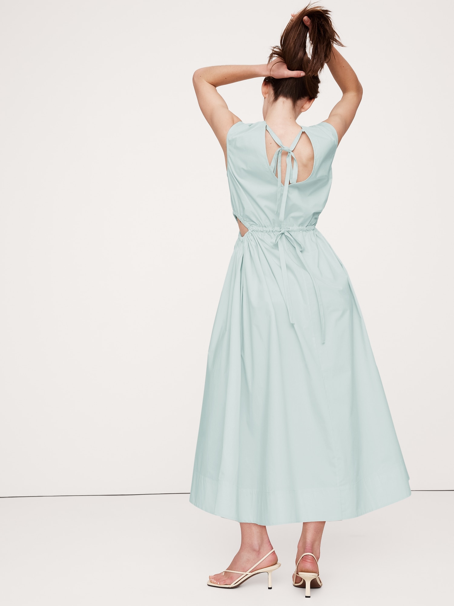 Cotton Poplin Side Cut-Out Midi Dress