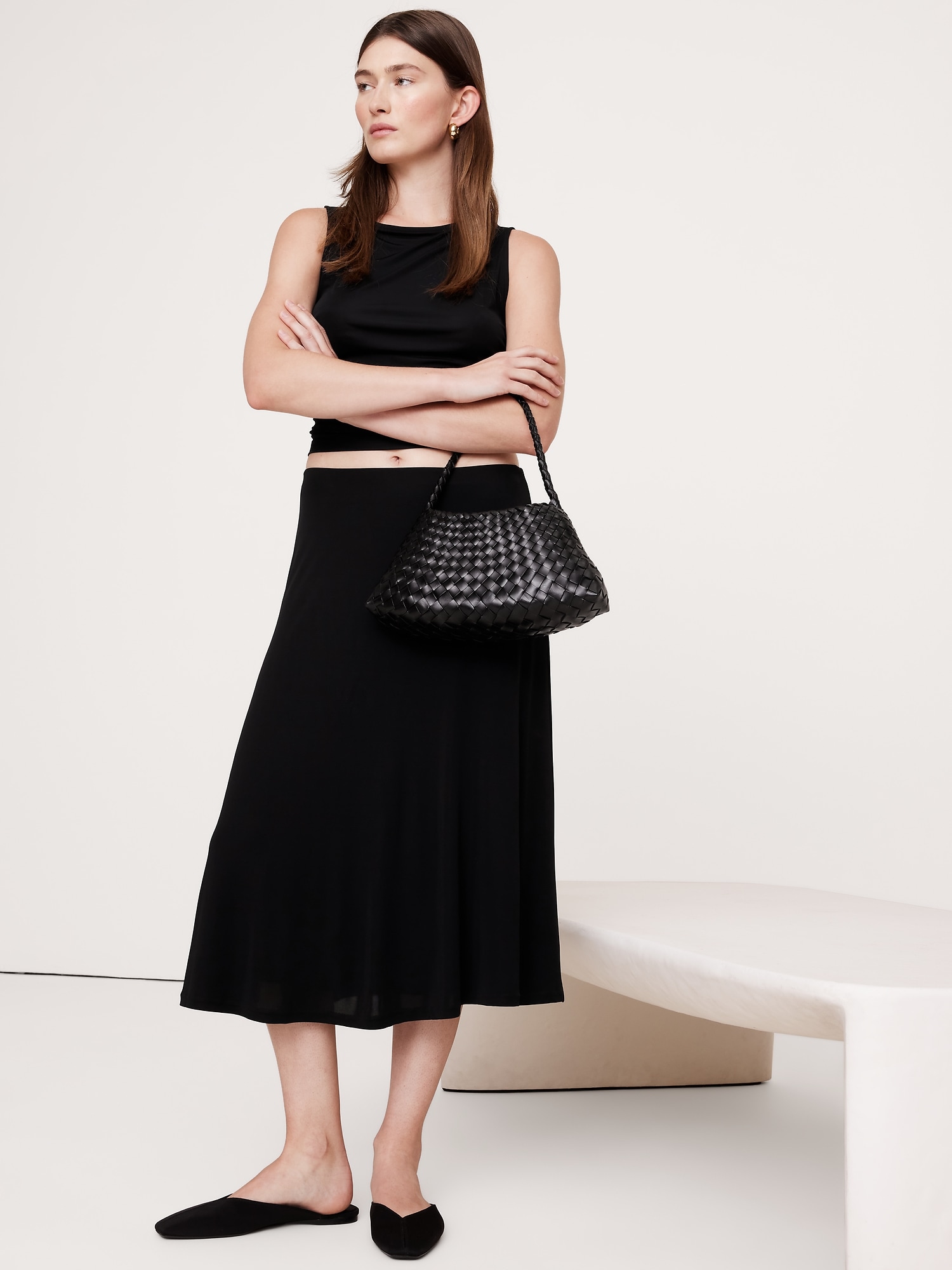 Crepe Knit Midi Skirt