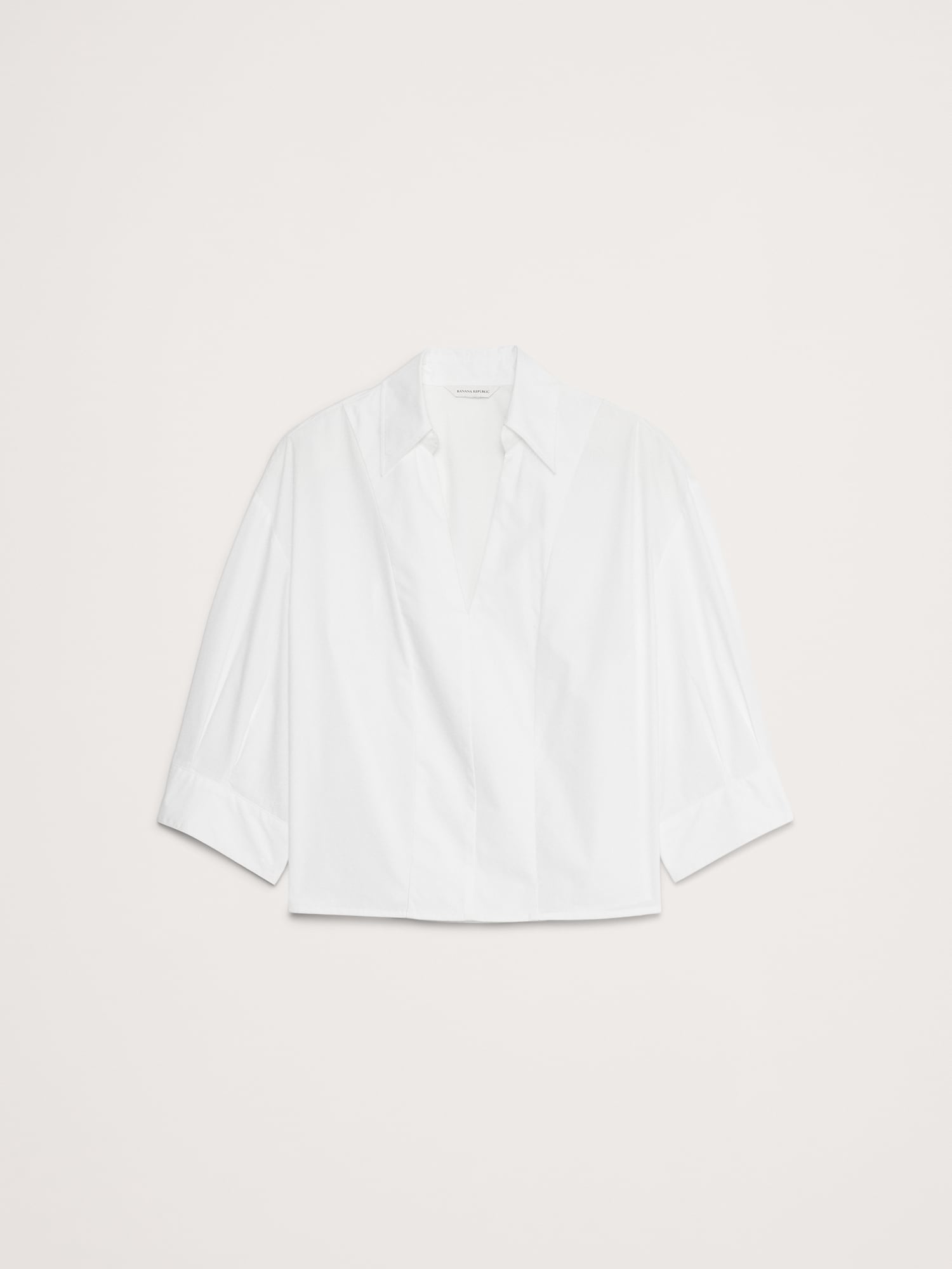 Balloon-Sleeve Cotton Poplin Popover Top