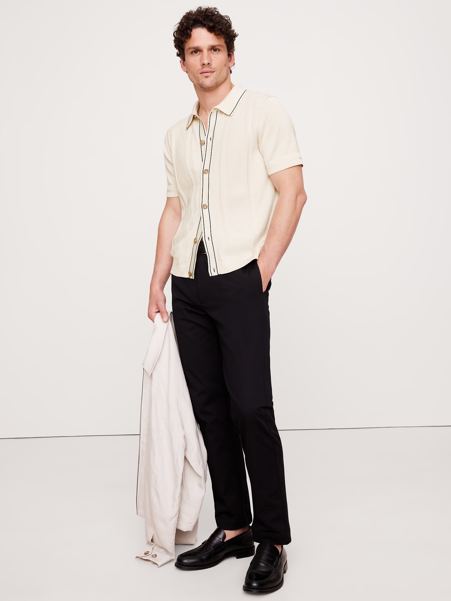 Ribbed-Stripe Cotton Resort Shirt