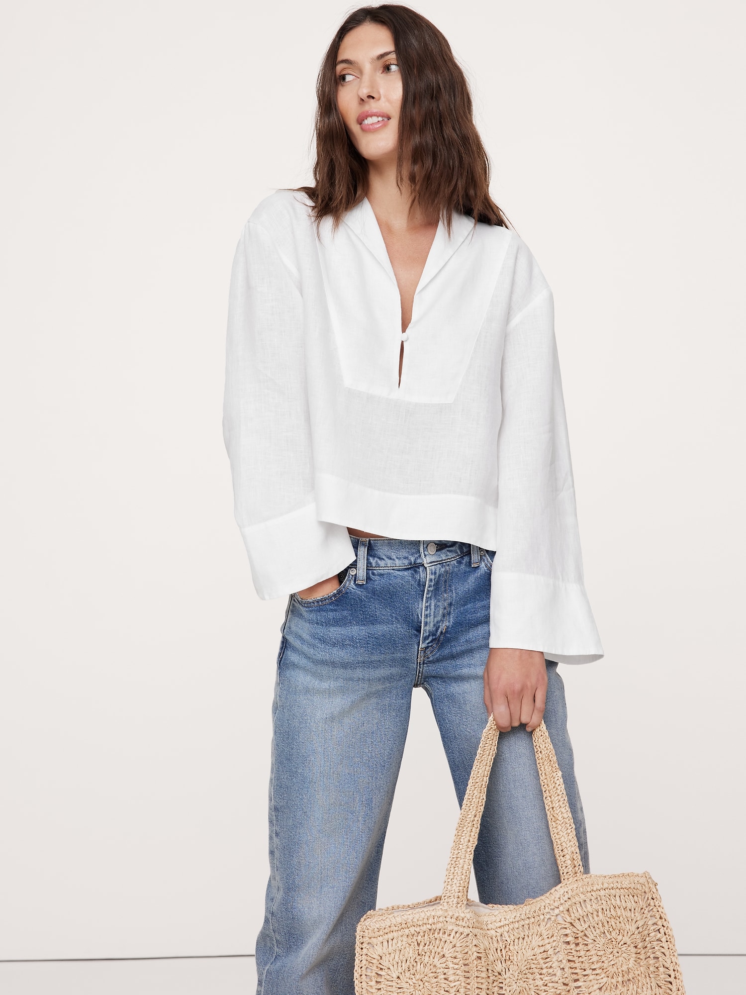 Haut en lin - Blanc