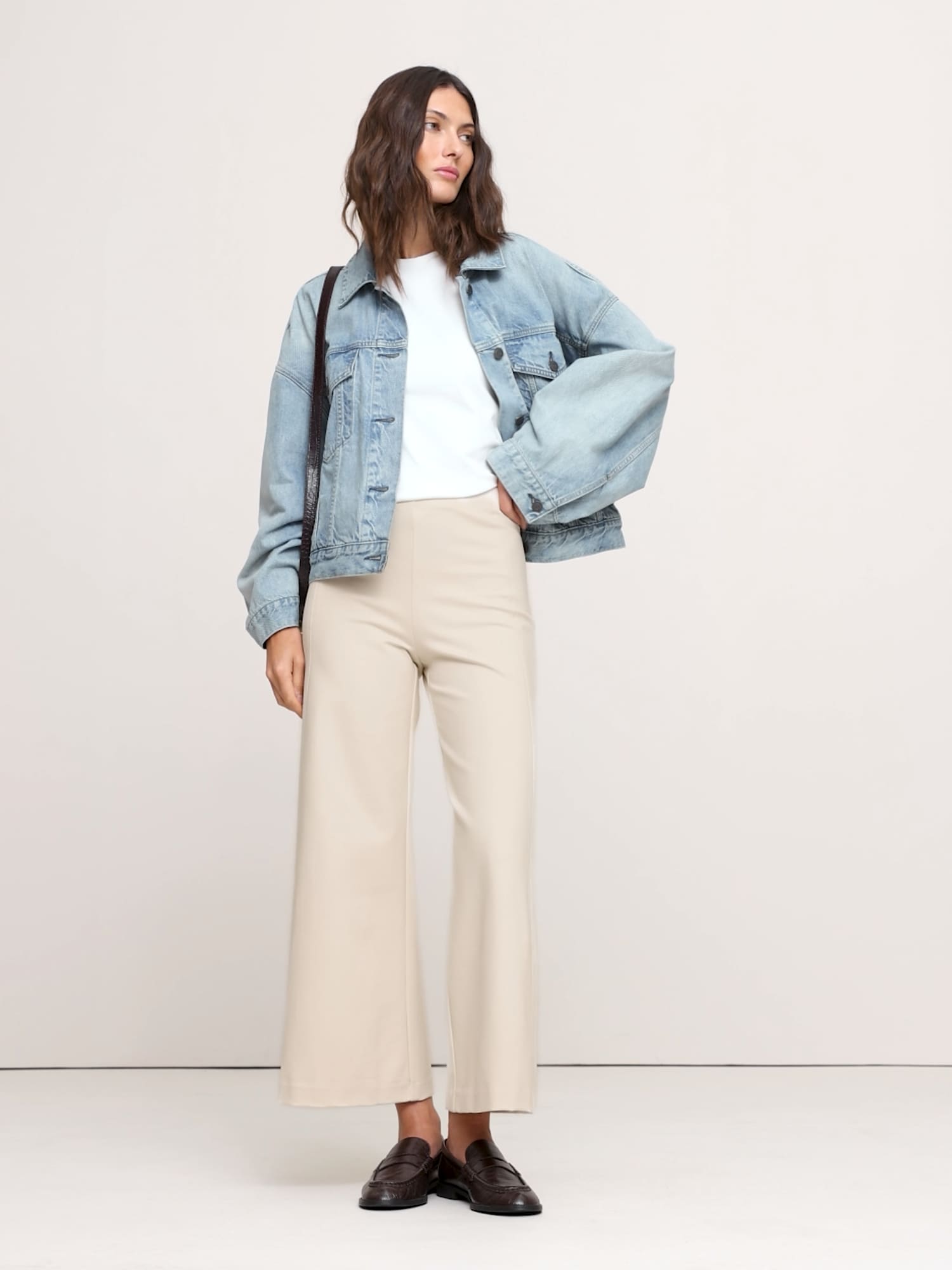 Image number 2 showing, High-Rise Wide-Leg Cropped Everywhere Ponte Pant