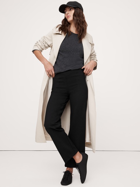 PANTALON DROIT TOUT-ALLER EN TRICOT POINT DE ROME LONGUEUR CHEVILLE