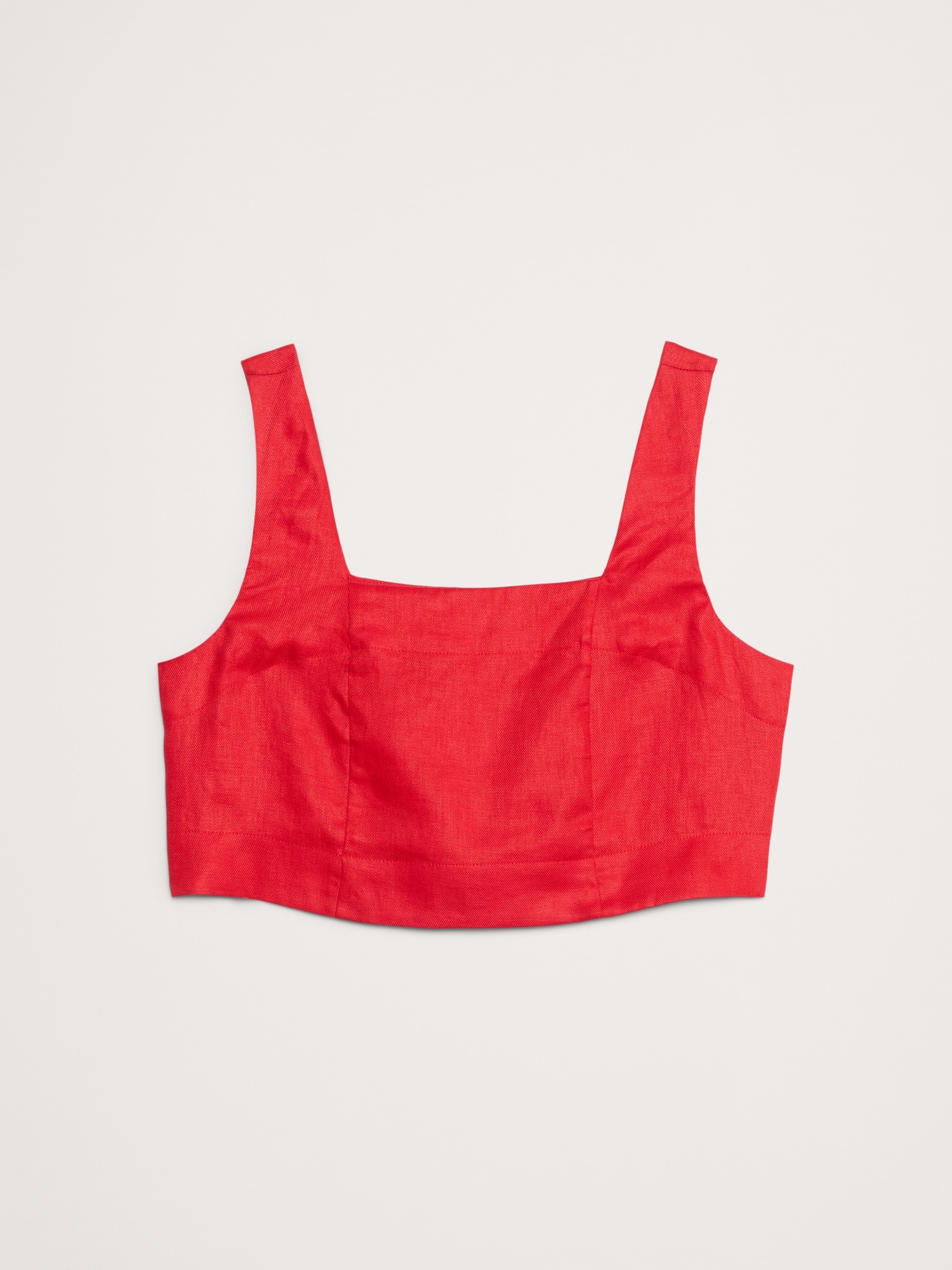 Linen Square-Neck Cropped Tank
