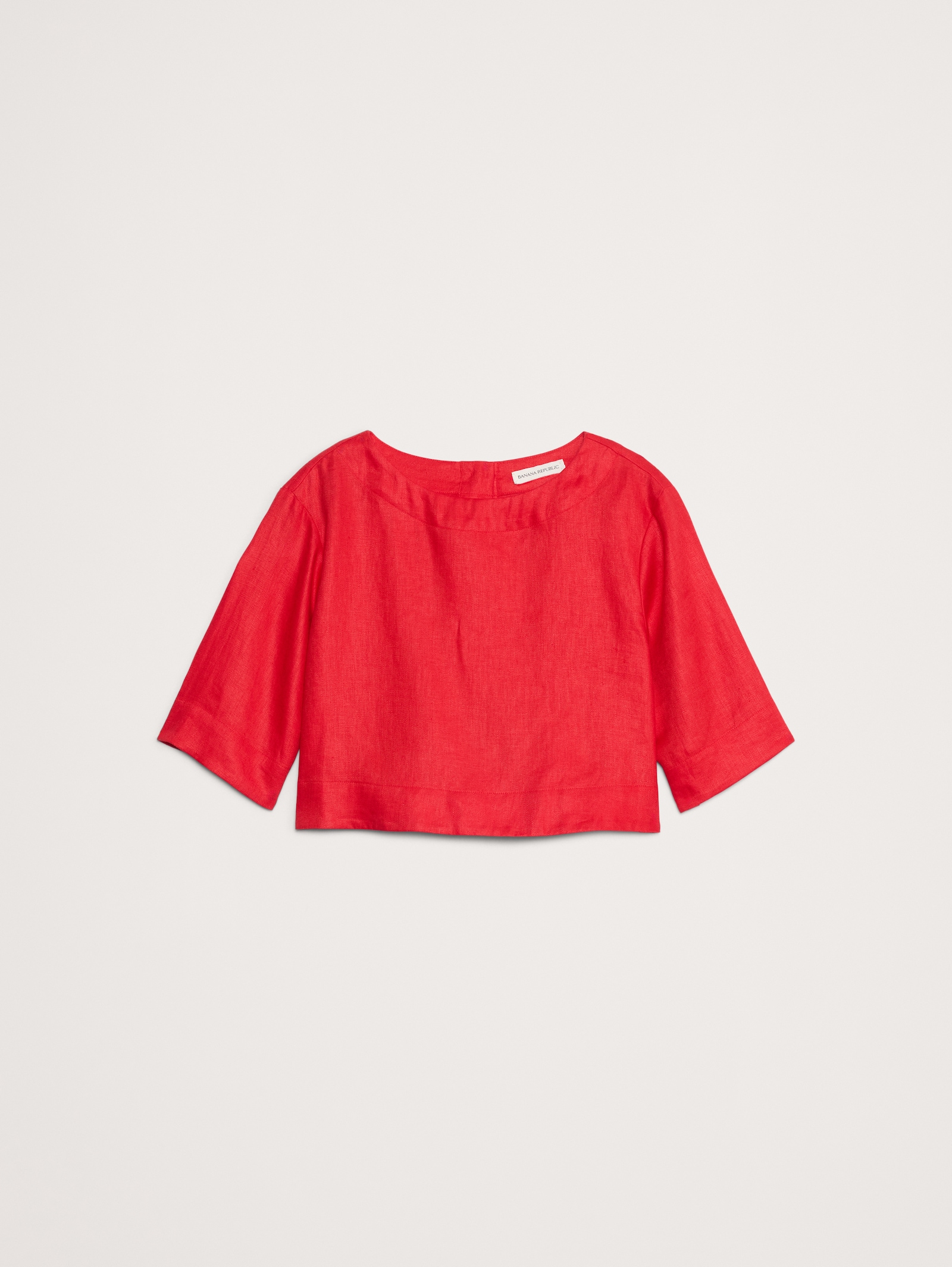Linen Boat-Neck Cropped Top | Banana Republic