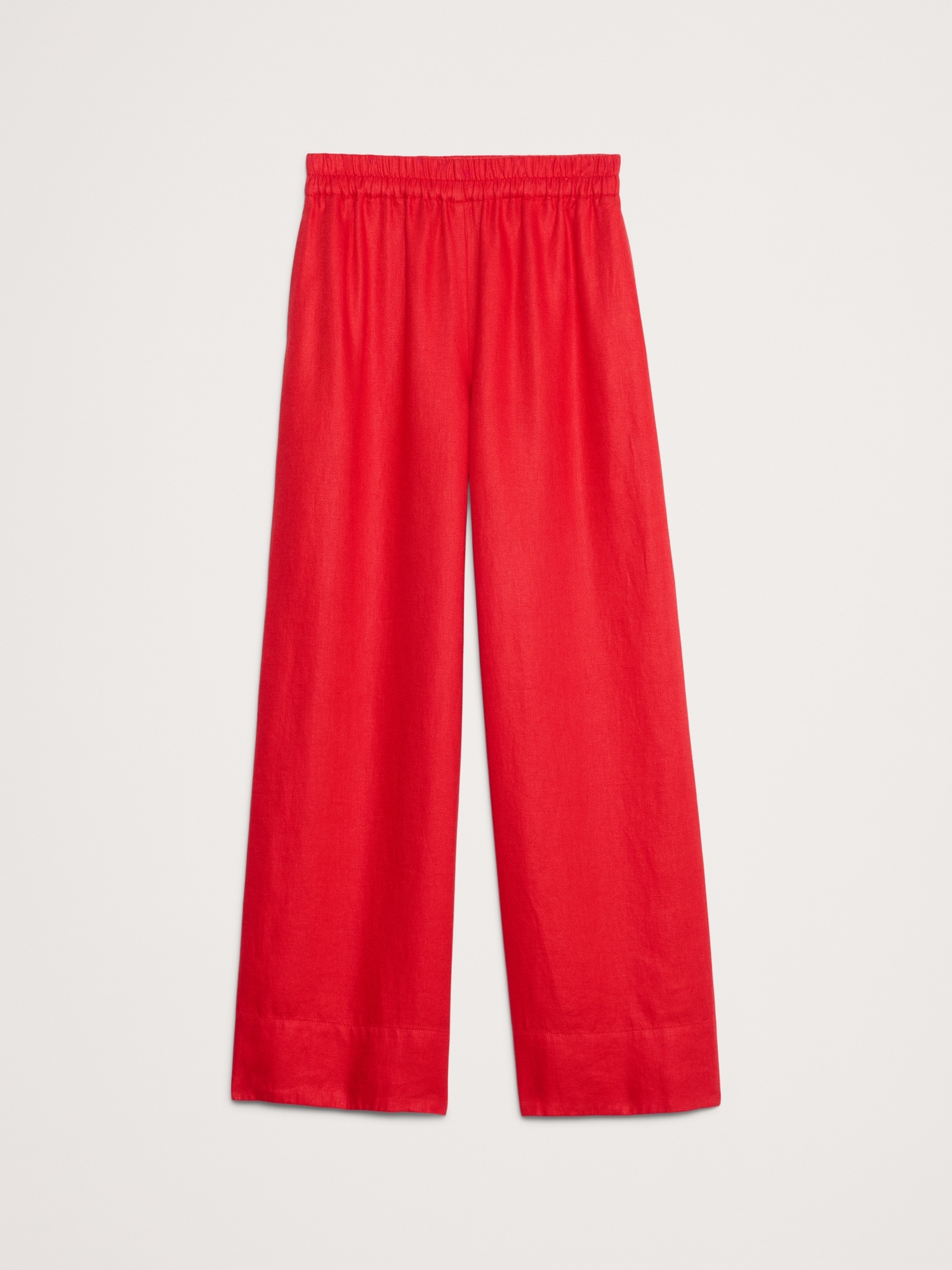Wide-Leg Linen Pull-On Ankle Pant